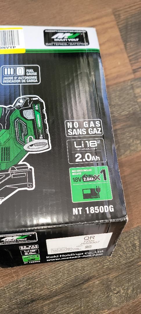 Metabo HPT 18V MultiVolt Compact Cordless Brad Nailer Kit, 18 Gauge Nailer with Power Tool 2.0Ah Lithium Ion Battery, Drives 5/8