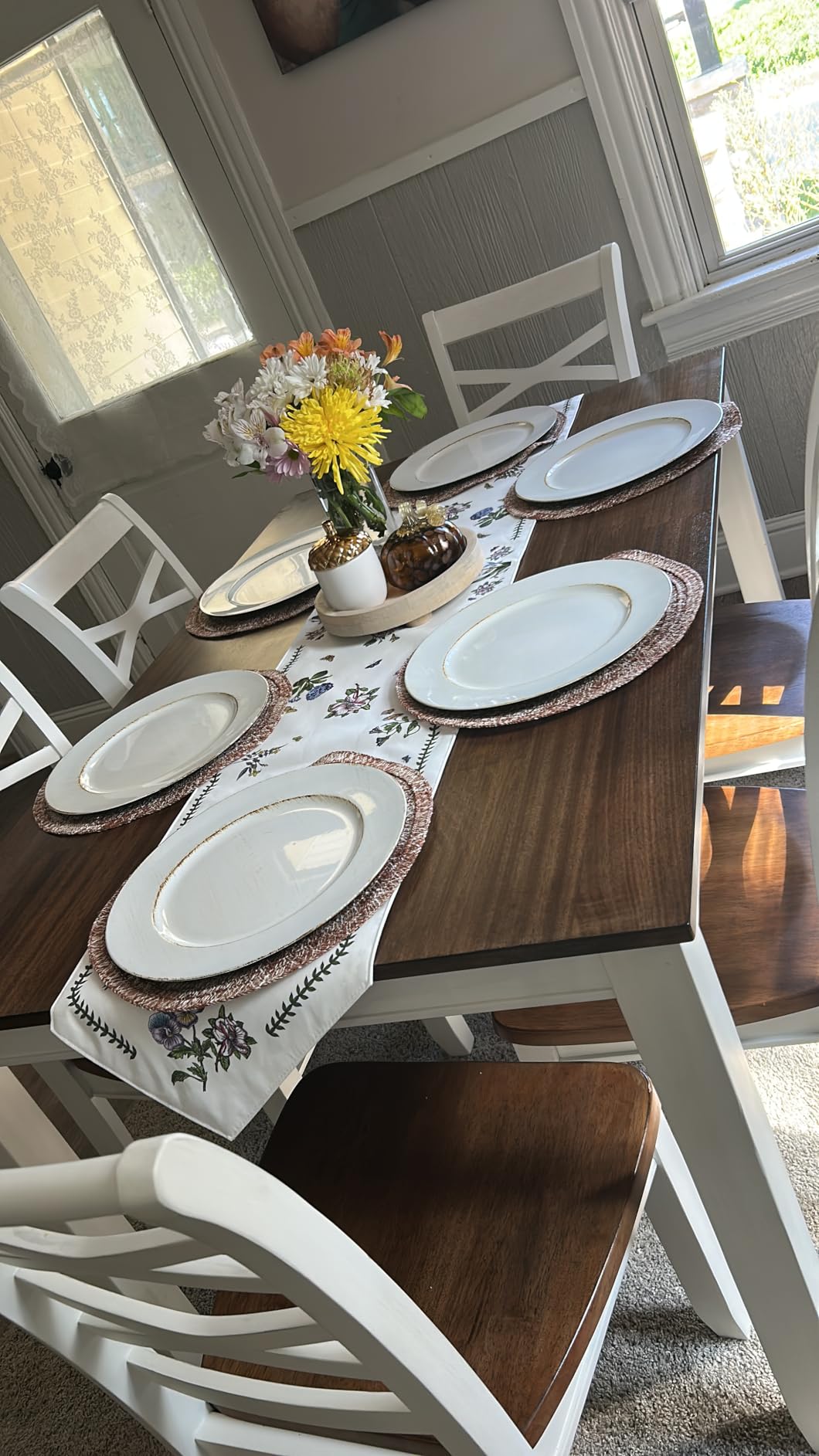 Lexicon 7-Piece Dining Set, Wooden Dining Table and 6 Chairs, Cherry/White | Farmhouse Dining Set, Rectagular Table, Cross Back Chairs, Easy Assembly Seater for Indoor Home, Dinner, Kitchen, 2-Tone customer photo 1