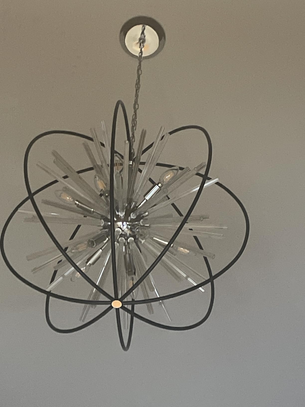 Modern Large Black and Gold Crystal Chandelier for Entryway High Ceiling customer photo 2