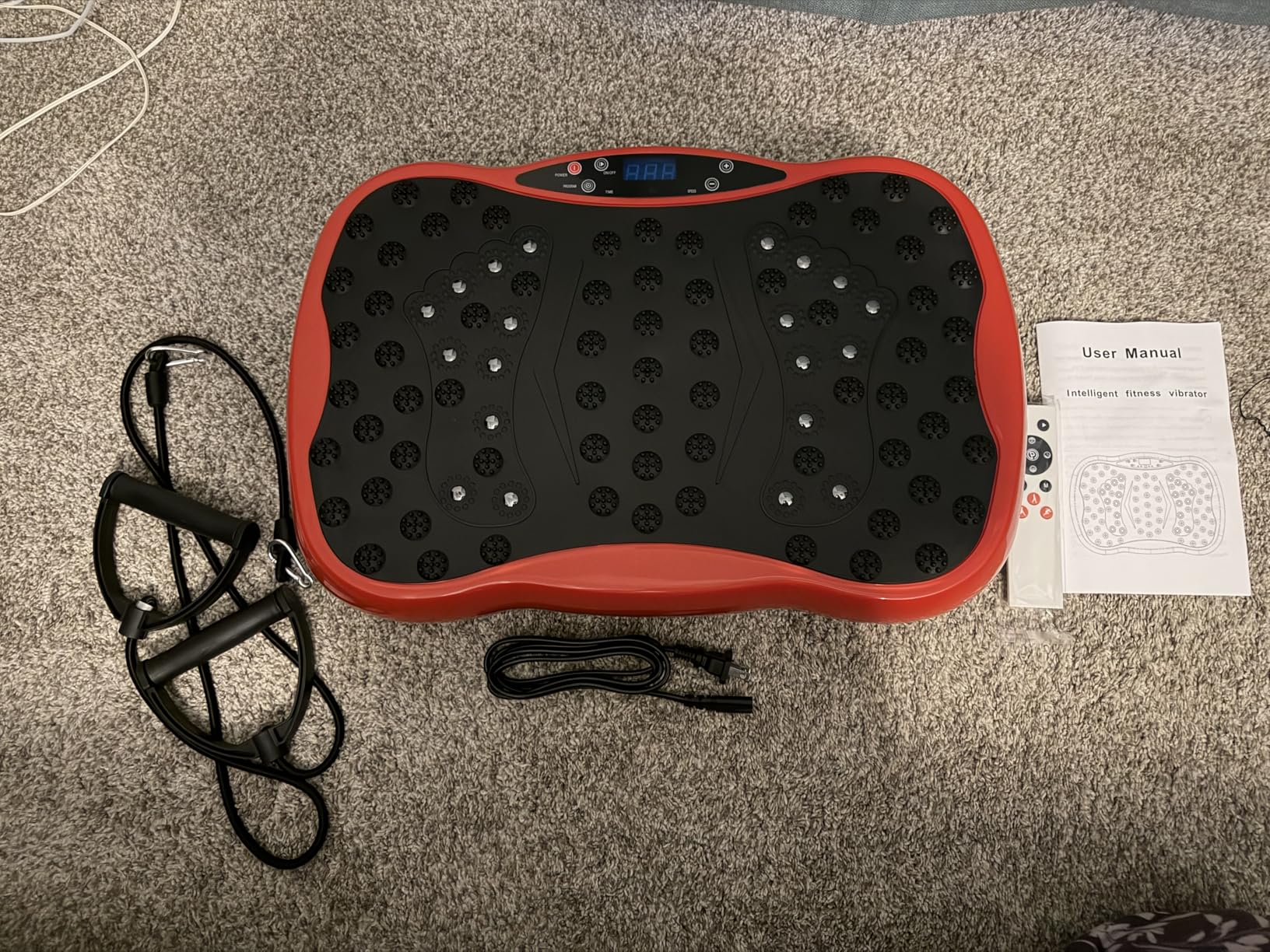 Vibration Plate Exercise Machine, Health & Fitness Full Body Vibration Platform, Portable Vibration Plate Platform for Weight Loss Home Fitness, Lymphatic Drainage, w/Resistance Bands+Remote customer photo 1