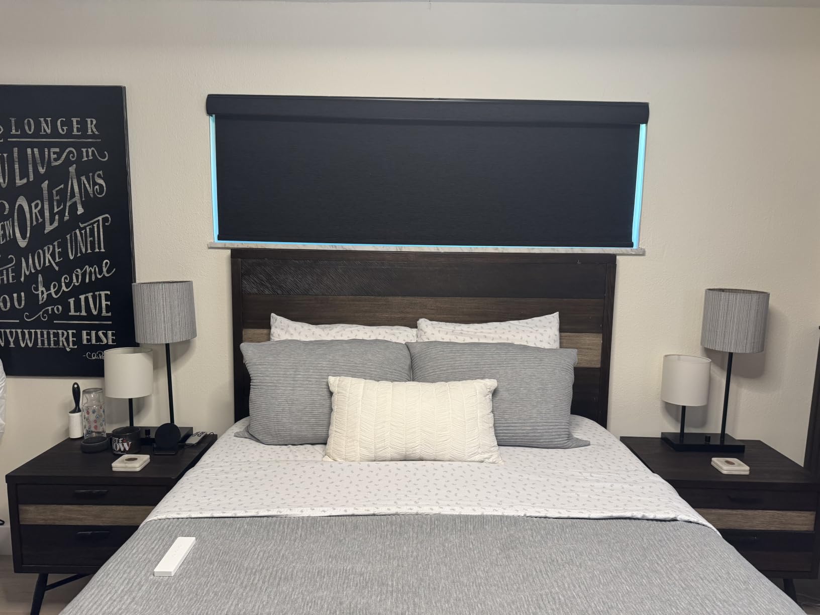 Kincmo Motorized Blinds with Remote,100% Blackout Motorized Roller Shades Work with Apple Homekit,Alexa,Google, Custom Electric Blinds with App,Voice Control (Linen White) customer photo 1