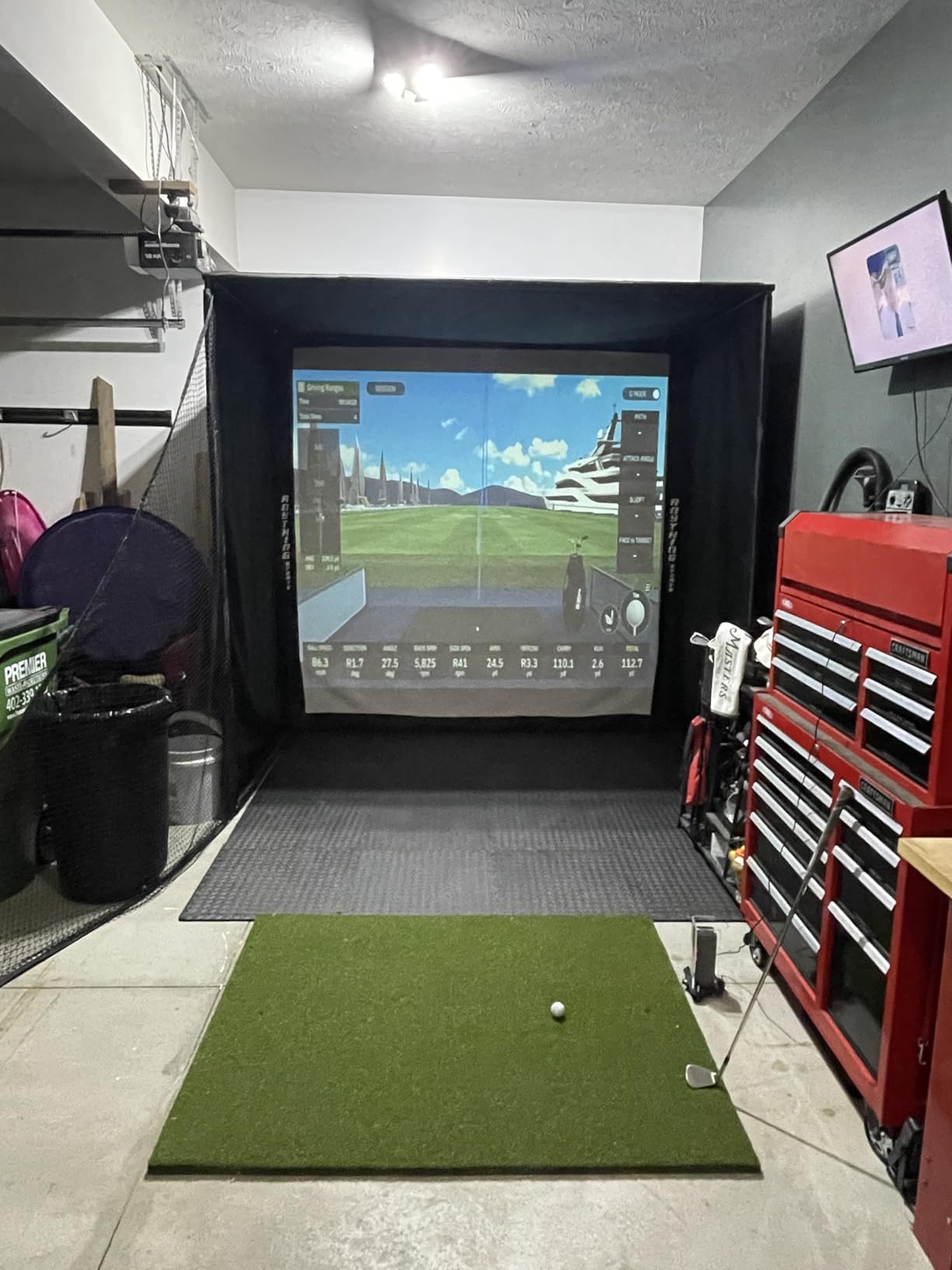 Complete Golf Simulator Enclosure Package - 4K-Ready Impact Screen with Blackout Cage, Projector Mount, Frame Poles, Side Shank Nets | Indoor & Garage Practice | Easy Setup | 12-Month Warranty customer photo 2