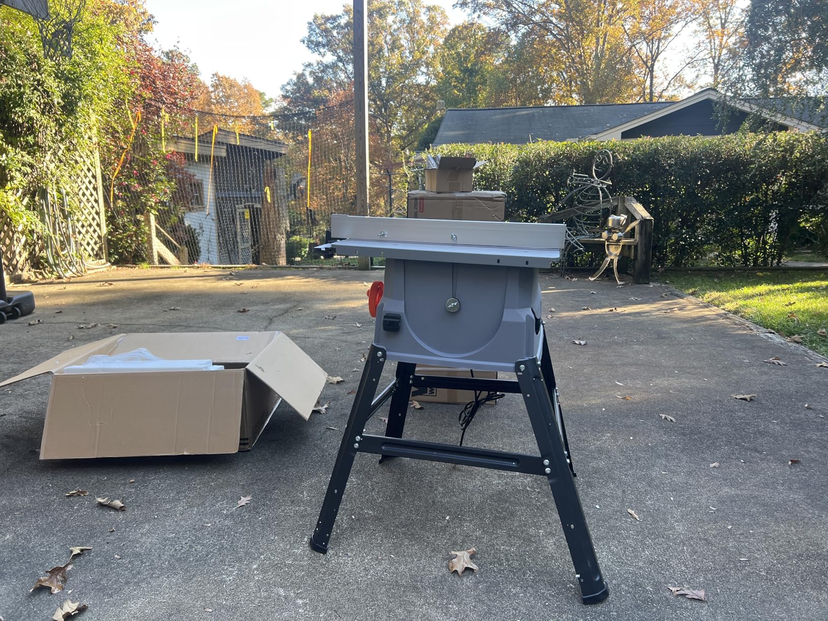 Prostormer 10 Inch Table Saw with Stand, 15A 5000RPM Portable Benchtop Saw, 45 Degree Bevel Cutting Tabletop Saw for Woodworking customer photo 1