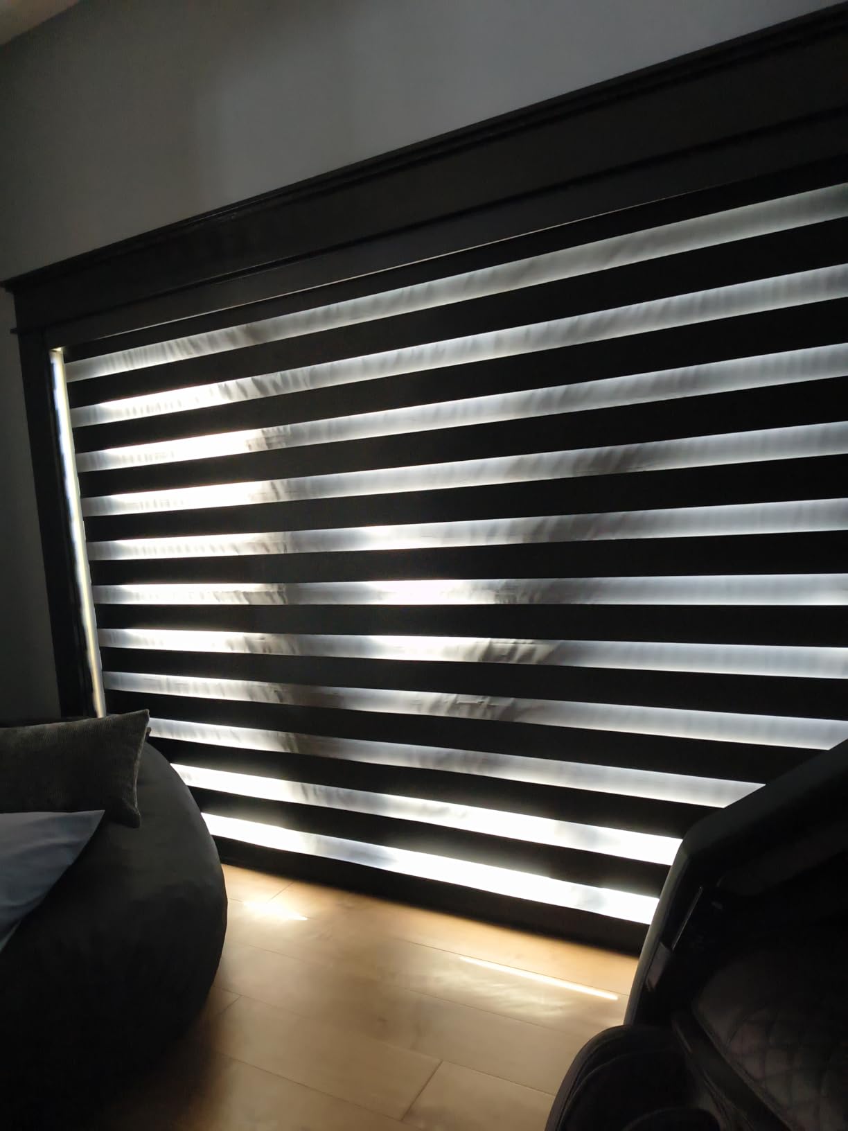 Motorized Zebra Blinds with Remote, Smart Dual Layer Shades Compatible with Alexa, Automatic Room Darkening Horizontal Blinds for Indoor Windows, Custom Size (Room Darkening Luxury Coffee) customer photo 2