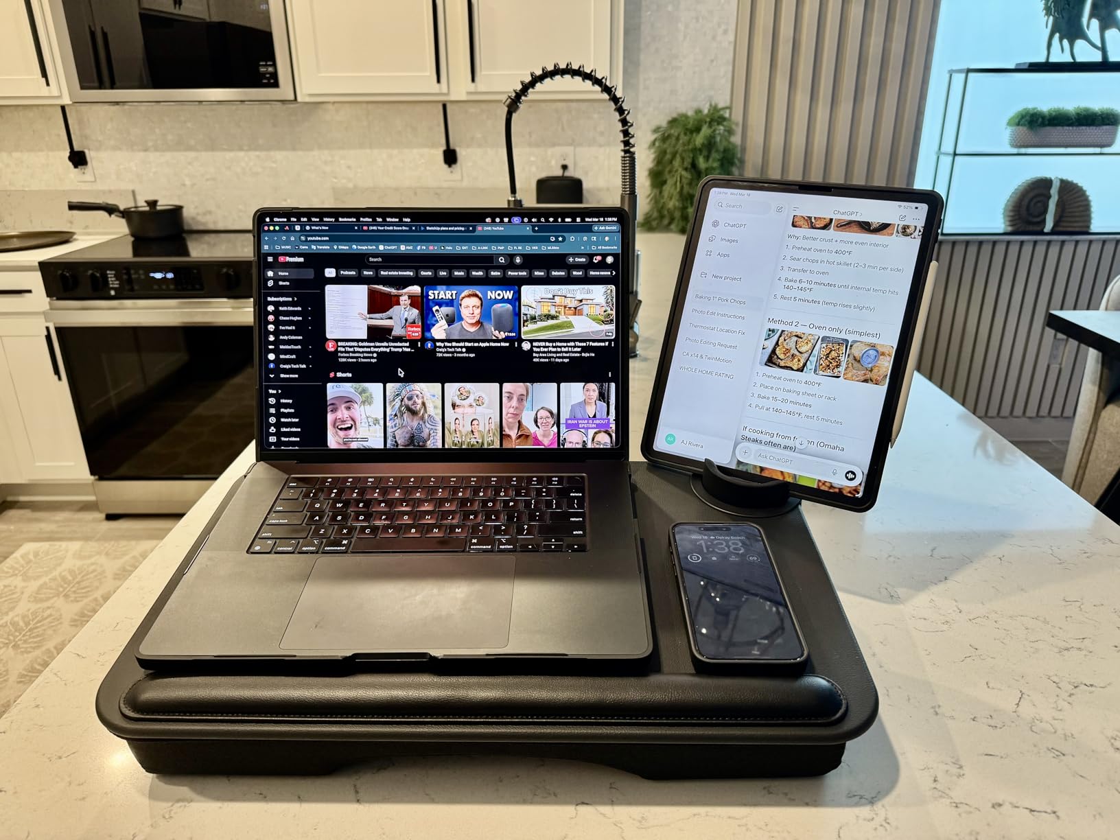 SAIJI Laptop Lap Desk with External Monitor Holder Fits Up to 17