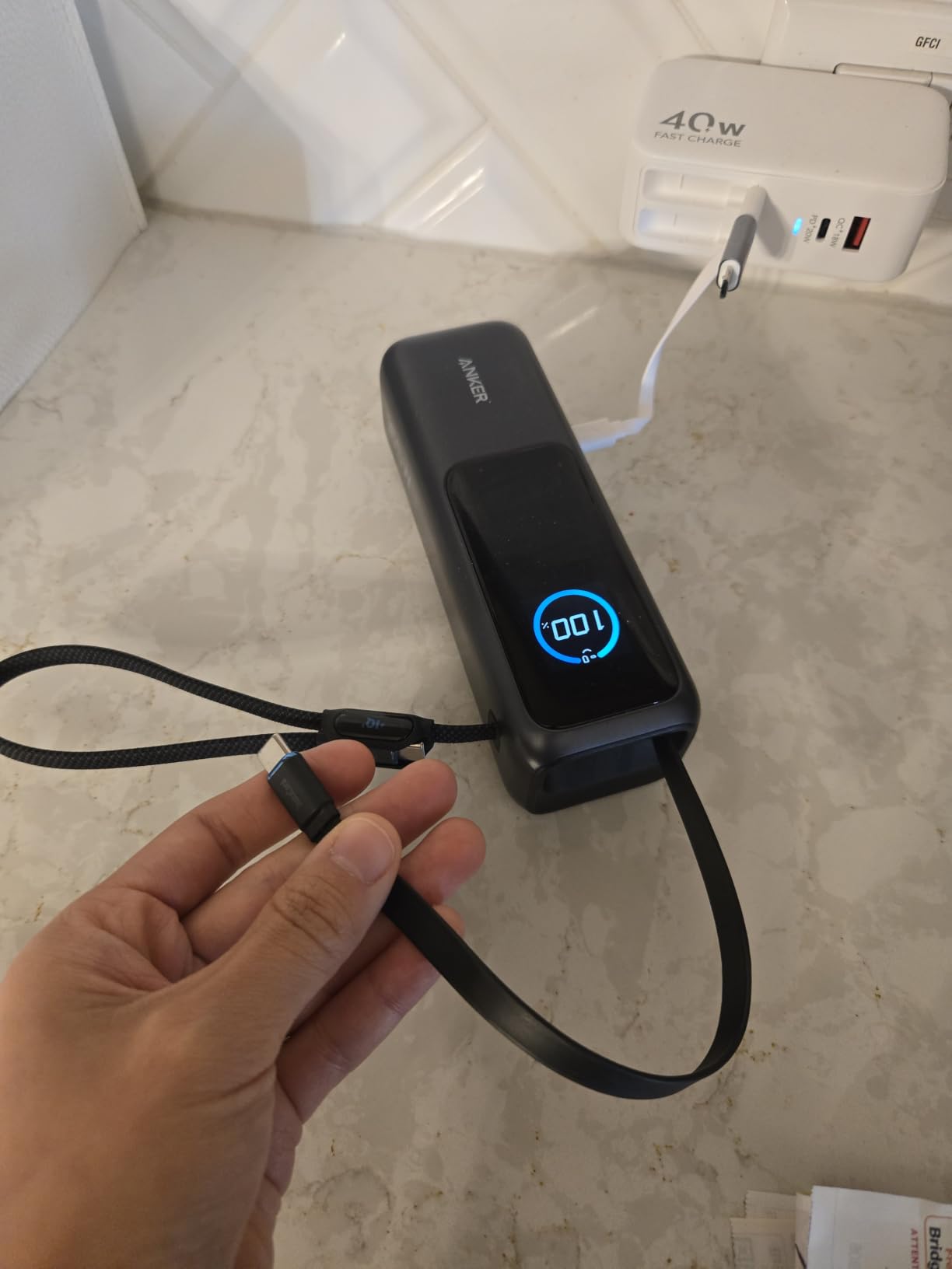 Laptop Power Bank, 25,000mAh Travel Essential with 165W Total Output | 3 USB-C Ports with 100W Max Each, Built-In Retractable Cables, Flight-Ready, for iPhone 17 Series, MacBook, and More customer photo 1