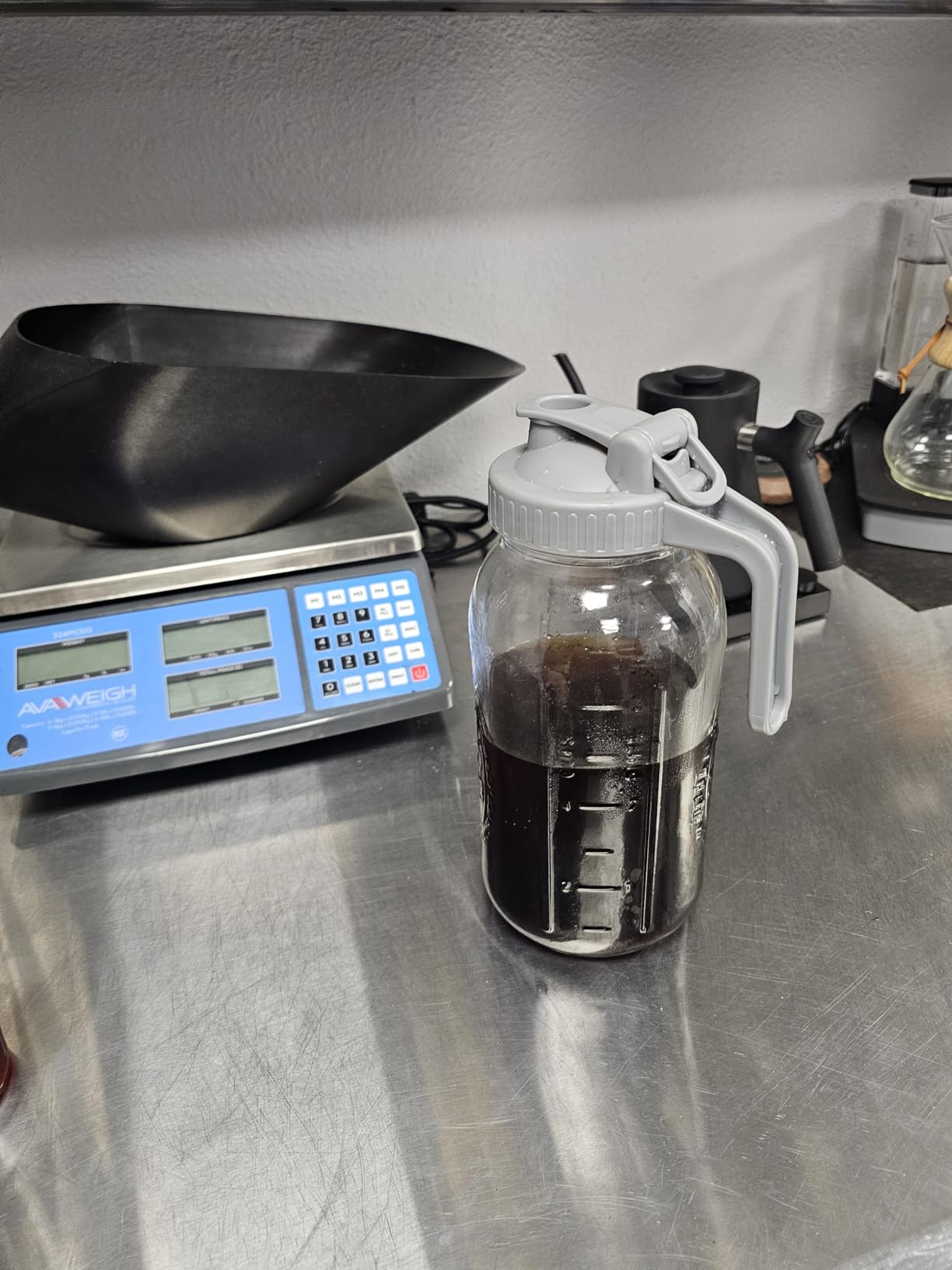 Cold Brew Coffee Maker 64 Oz Mason Jar Cold Brew Pitcher With Strainer 2 Set Half Gallon Wide Mouth Glass Iced Coffee Maker With Spout Lids 2 Quart Glass Pitcher For Fridge, Lemonade, Cold Brew customer photo 1
