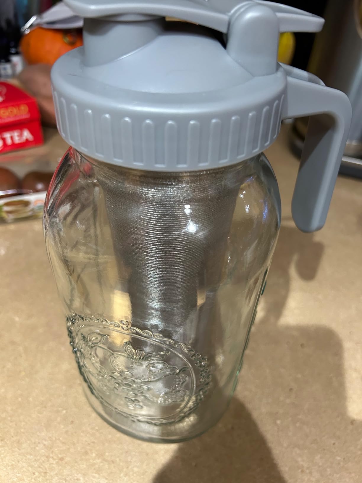 Cold Brew Coffee Maker 64 Oz Mason Jar Cold Brew Pitcher With Strainer 2 Set Half Gallon Wide Mouth Glass Iced Coffee Maker With Spout Lids 2 Quart Glass Pitcher For Fridge, Lemonade, Cold Brew customer photo 2