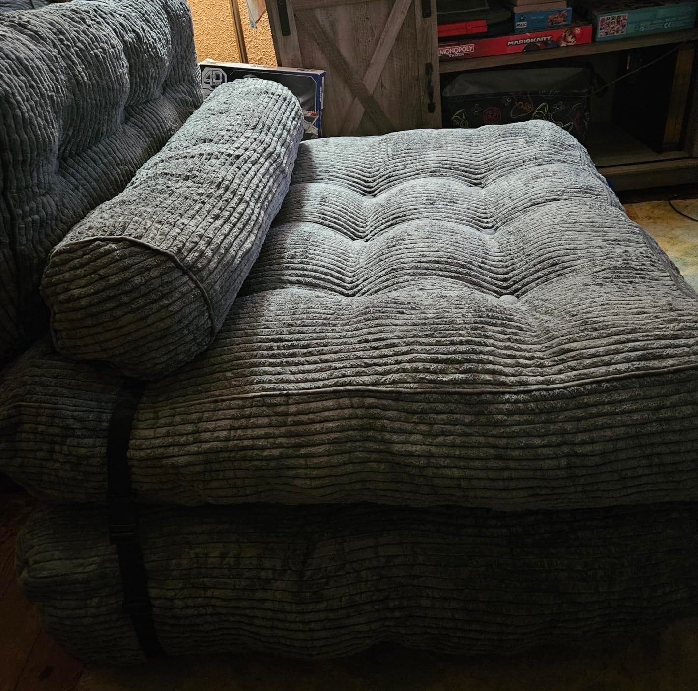 MAXYOYO Folding Sofa Bed, Convertible Chair Bed with Pillow | Foldable Couch with Back Support, Portable Fold Out Chair Comfy Floor Sofa for Living Room Bedroom, Dark Grey, Single customer photo 1