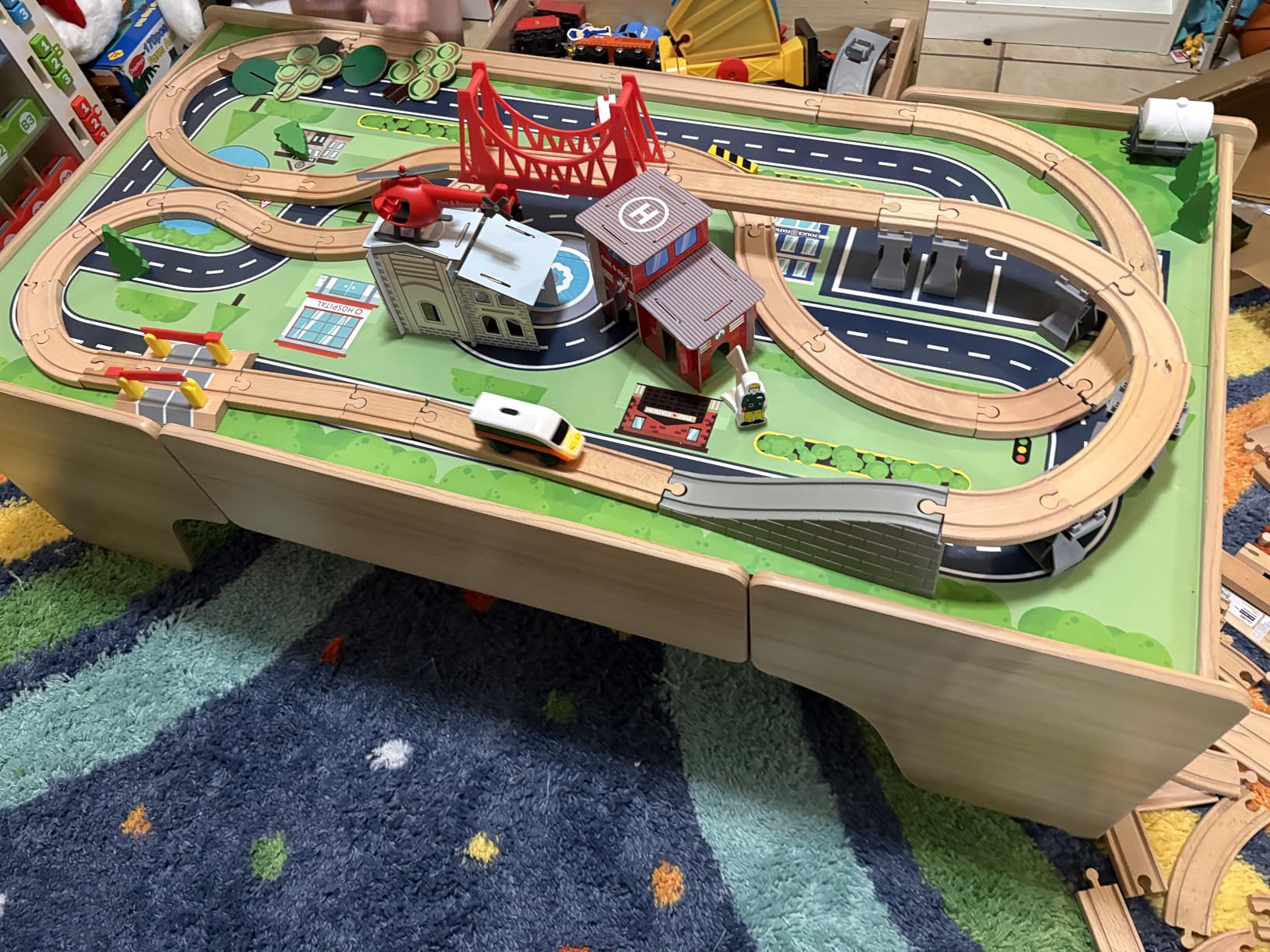 Best Choice Products 50 Inch Wooden Train Table Set for Toddlers, 70-Piece Kids Train Table with Storage Drawer, Reversible Tabletop, Train Tracks & Accessories for Boys & Girls - Walnut customer photo 2