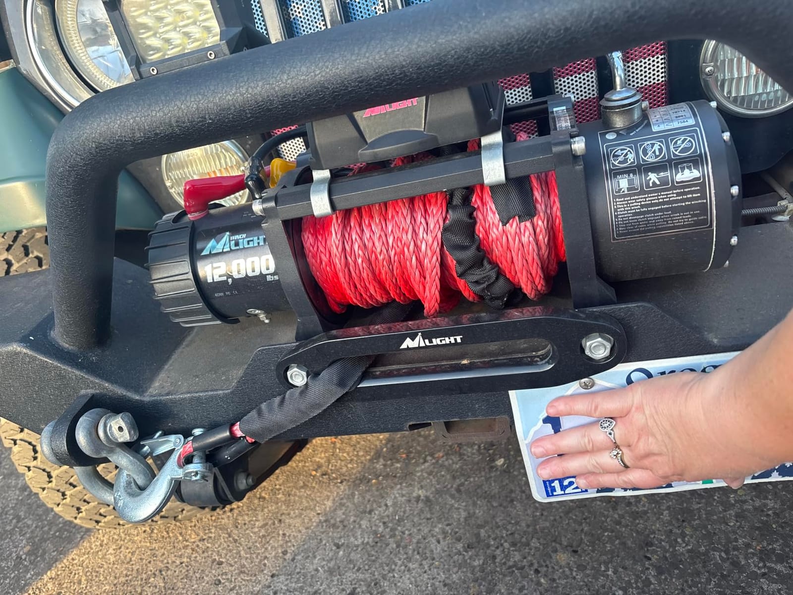 Nilight 12000lb Electric Truck Winch 12V w Synthetic Rope for Jeep Recovery | Waterproof Heavy Duty Towing Winches with Wireless & Wired Remote Fairlead for Pickup Truck SUV Trailer Off-Road Recovery customer photo 1
