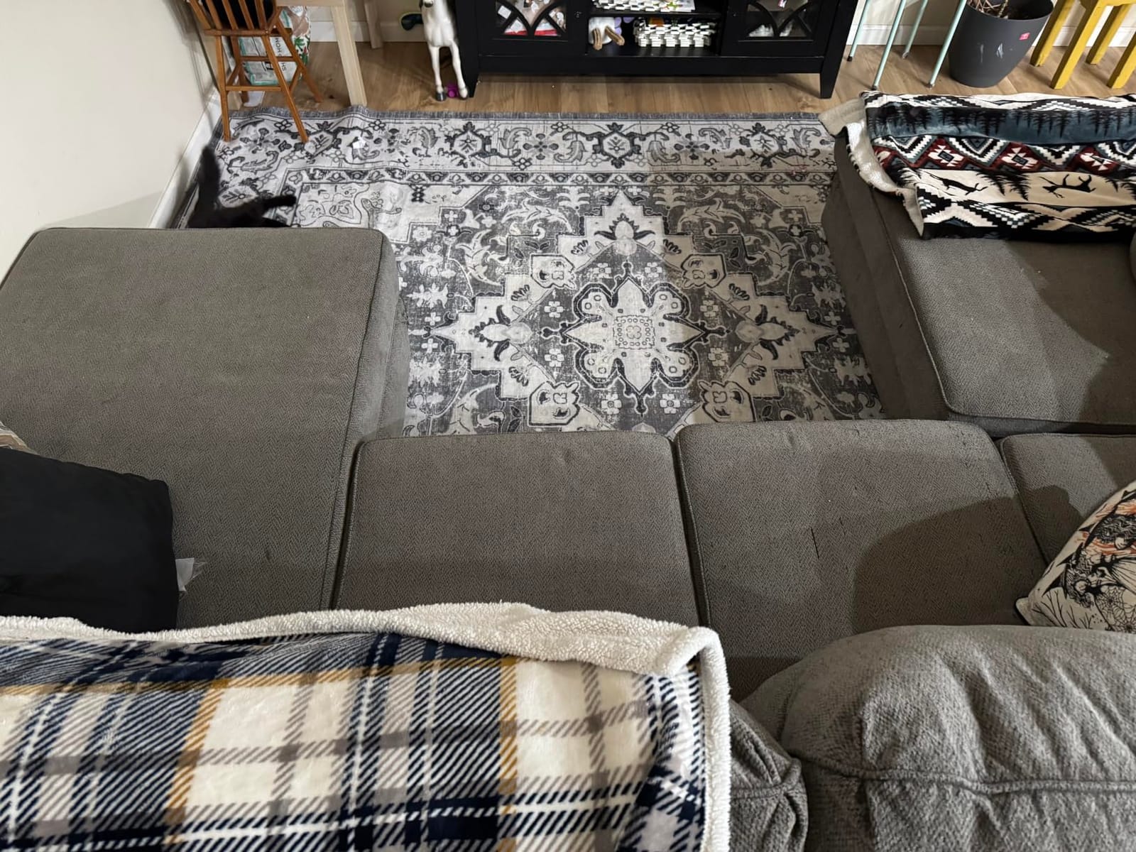 Lessymo 8 x 10 Area Rugs for Living Room, Machine Washable Rug Grey White | Soft Faux Wool; Boho Floral Medallion Vintage Carpets; Low Pile for Bedroom Dining Room; Non-Slip Backing; Kids Pet Friendly customer photo 2