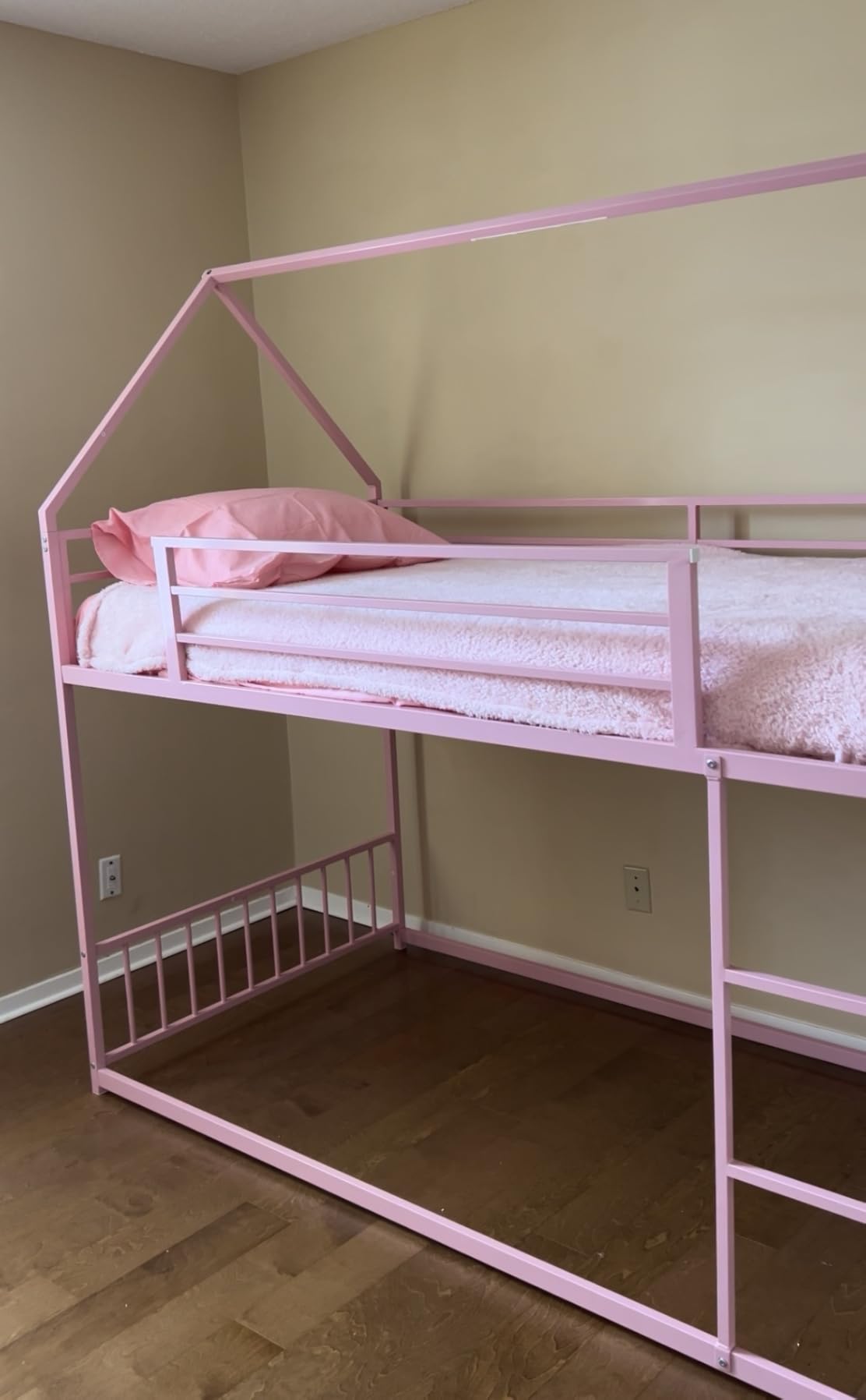 LIKIMIO Bunk Bed Twin Over Twin, House Bunk Bed Frame with Ladder, Black customer photo 2