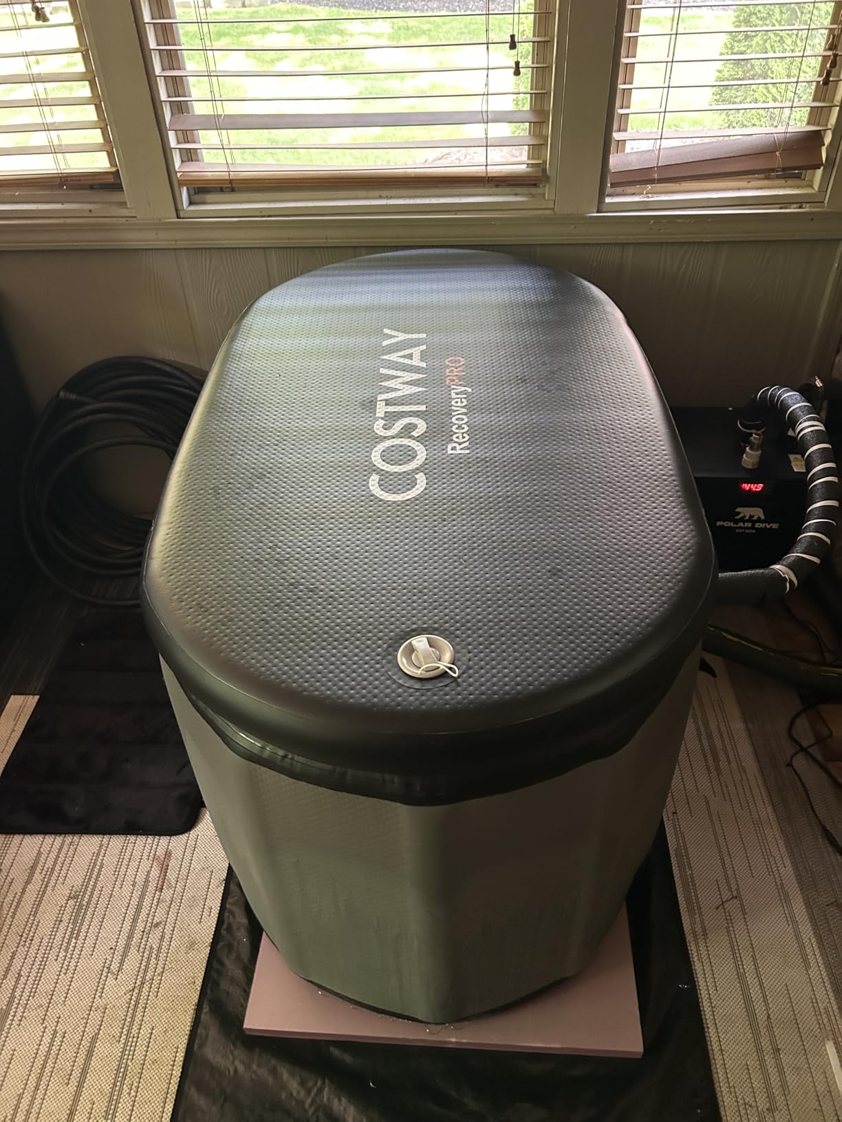COSTWAY XL 129 Gal Oval Ice Bath Tub with Cover | Portable Outdoor Inflatable Cold Plunge Tub with Backpack, Pump, for Cold and Therapy, Compatible with Water Chillers, Grey customer photo 2