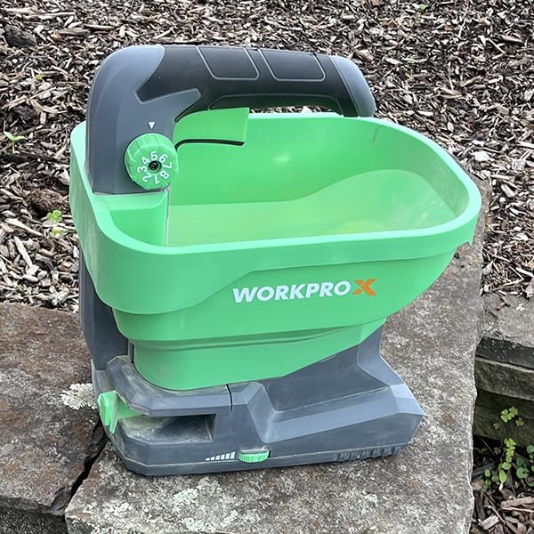 WORKPROX Cordless Battery Powered 7.2V Fertilizer Spreader, 8-Level Setting customer photo 1