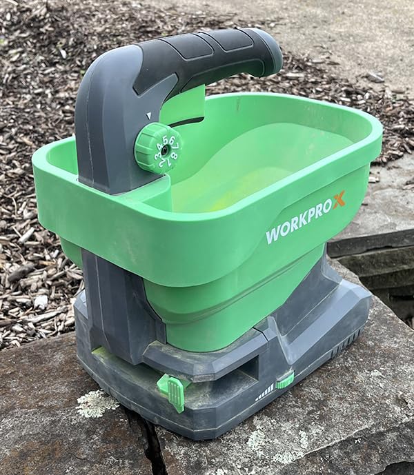 WORKPROX Cordless Battery Powered 7.2V Fertilizer Spreader, 8-Level Setting customer photo 2