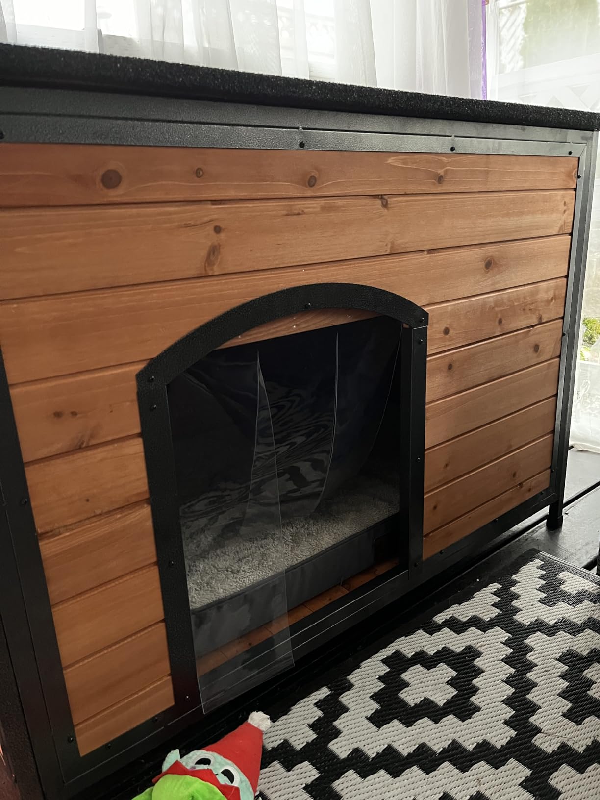 FunXplore 6-Side Insulated Outdoor Dog House, Heavy Duty XXL Dog Kennel with Chew-Proof Iron Frame & Openable Roof, Weatherproof Wood Shelter for Extra Large Dogs customer photo 1
