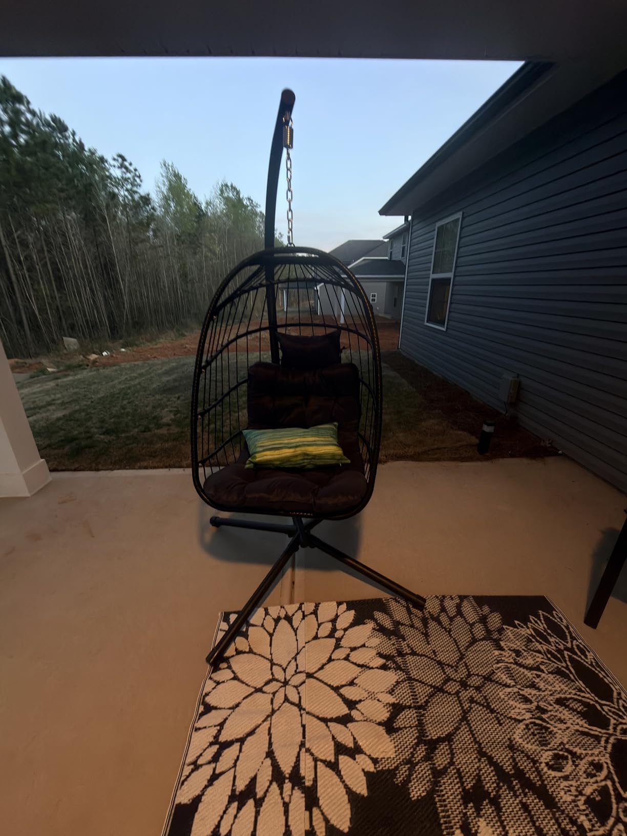 CHABATREE Egg Chair with Stand,Patio Rattan Wicker Hanging Swing Egg Chair Hammock Chair for Bedroom Porch Garden,Thickened Aluminum Alloy Steel Frame and UV Resistant Cushion,350LBS Capacity customer photo 2