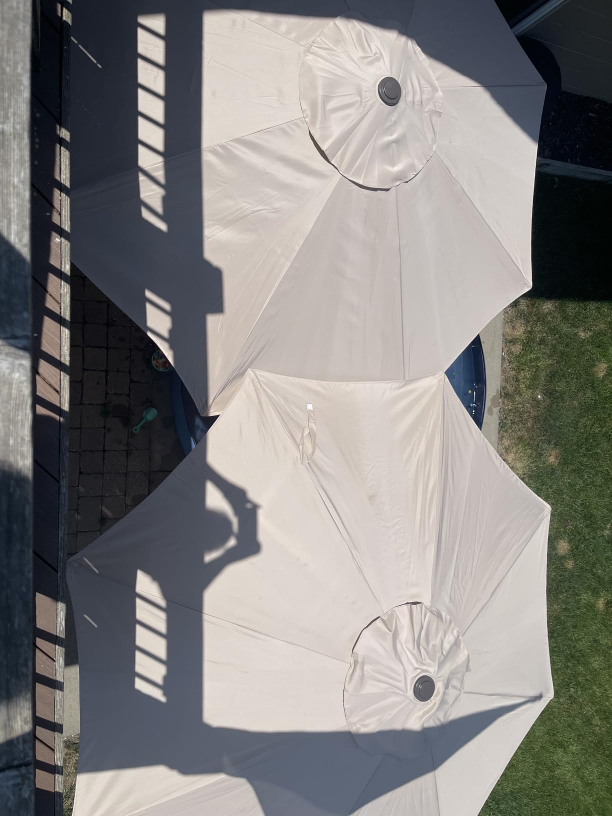 Ayge 9 FT Patio Umbrella Outdoor Table Umbrella Fiberglass Frame Beige | 9 FT fiberglass frame, crank & tilt, 8 ribs, 180G UV50+ canopy. Wind fade resistant. Suitable for patio, deck, pool, garden. customer photo 1