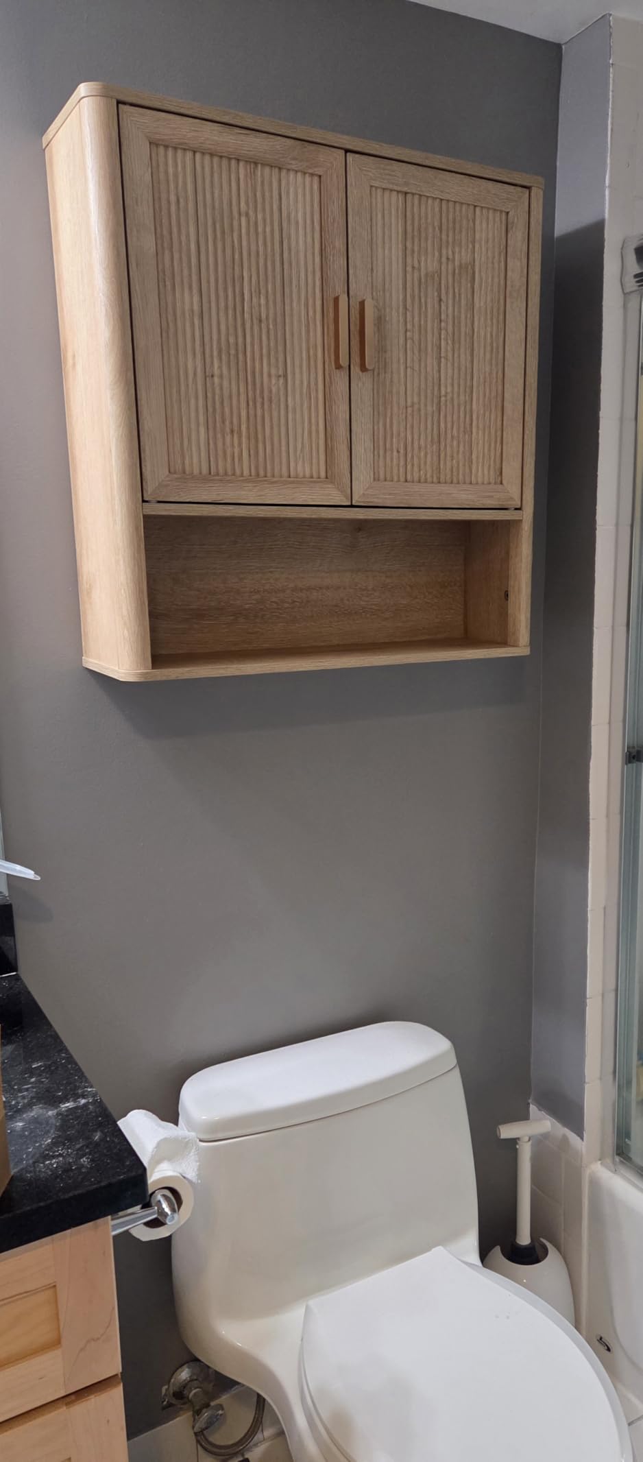 Bathroom Wall Storage Cabinet, Medicine Cabinet with Adjustable Wood Shelf & Doors, Over the Toilet Storage Cabinet Above Toilet Storage for Laundry Room & Living Room Kitchen Storage Islands (Oak) customer photo 1