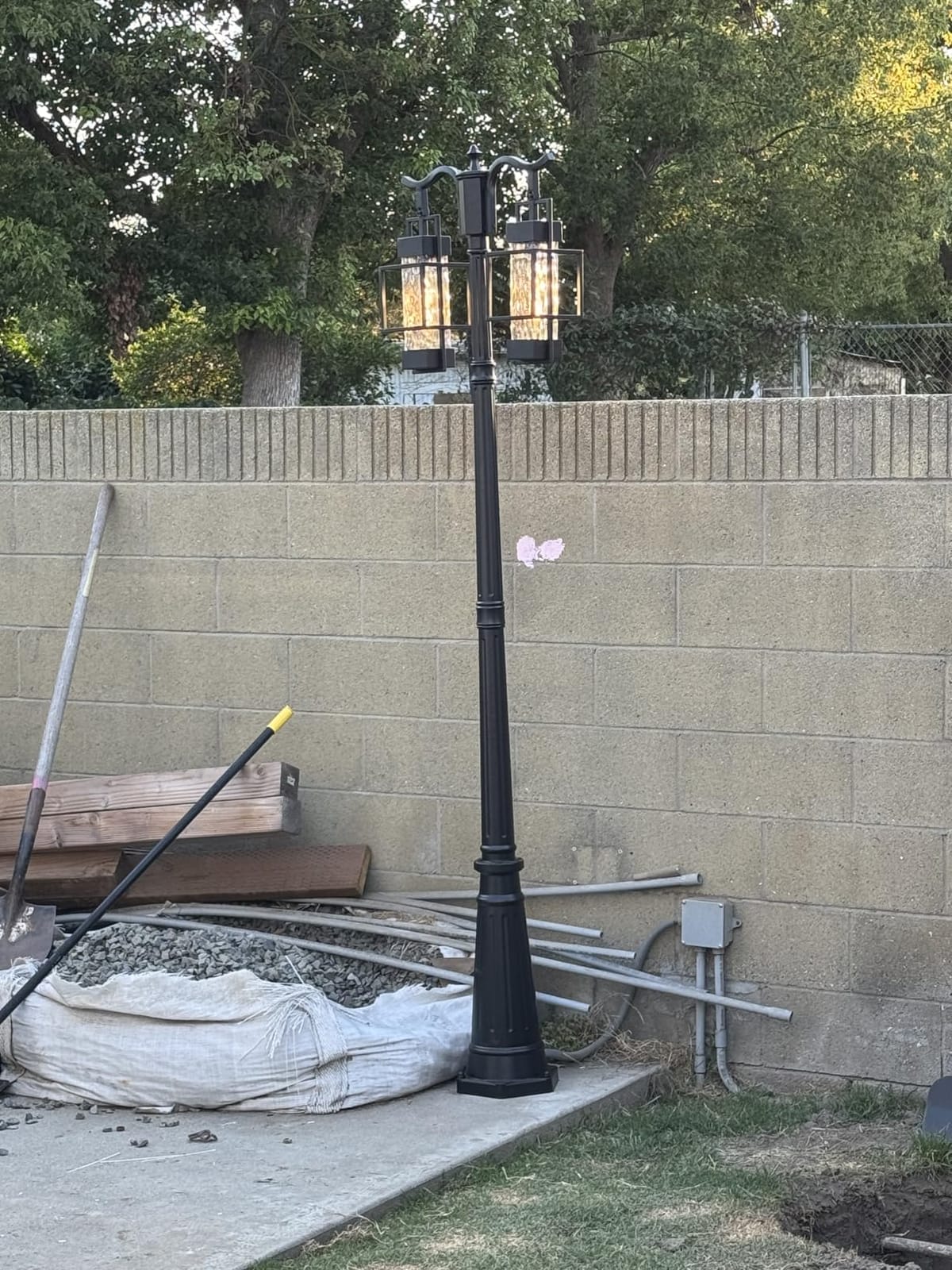 PARTPHONER Modern Outdoor Lamp Post Light 2-Head, Hardwired Street Light Post for Outside Metal Pole Light Outdoor Lighting with Water Glass Shade for Garden Patio Backyard Walkway Driveway customer photo 1