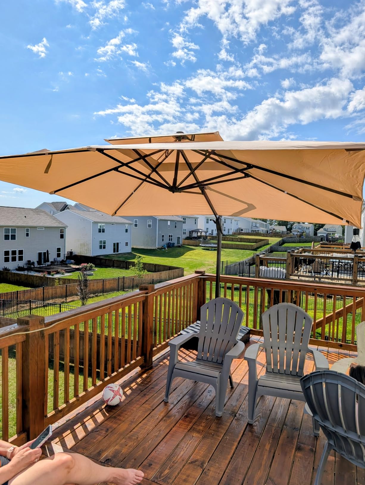 10 X 13 FT Cantilever Patio Umbrella with Lights & Base customer photo 1