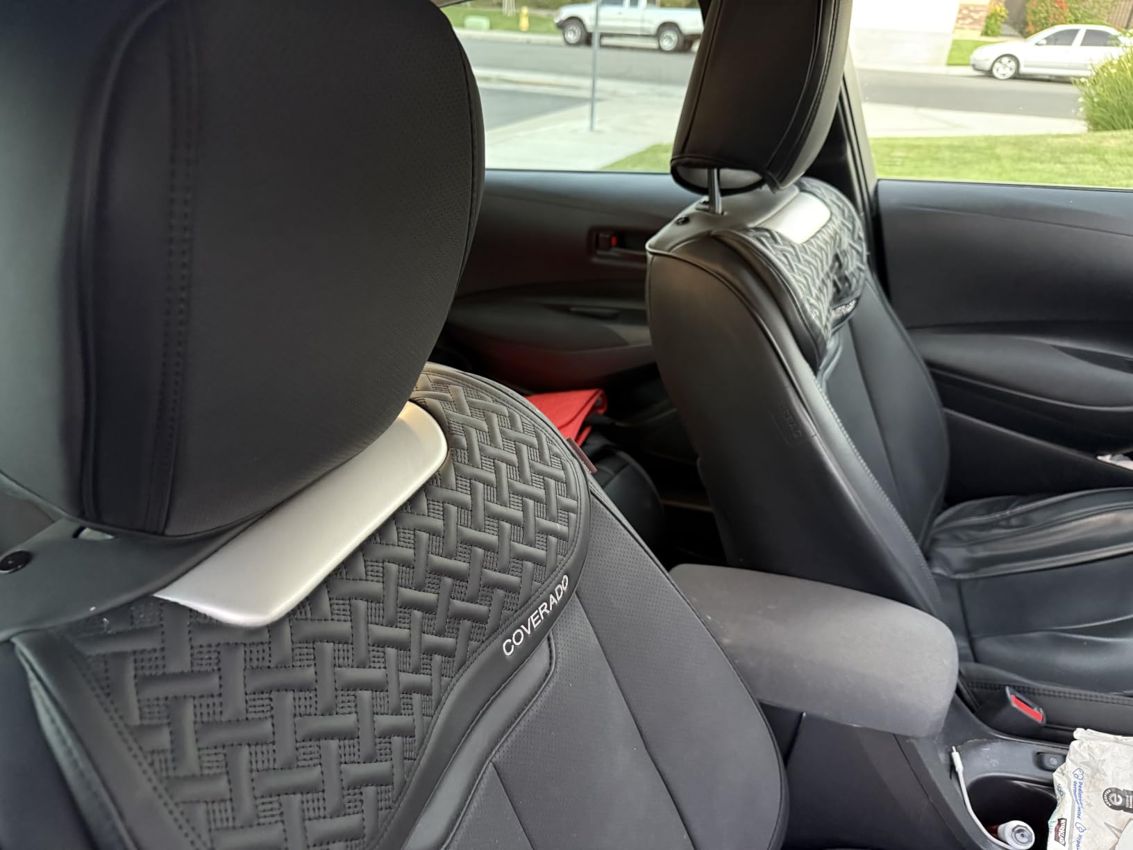 Coverado Car Seat Covers Full Set, Premium Nappa Leather Seat Covers for Car, Waterproof Car Seat Protector with Lumbar Support, Automotive Seat Covers Universal Fit for Most Cars SUV Truck (Black) customer photo 2