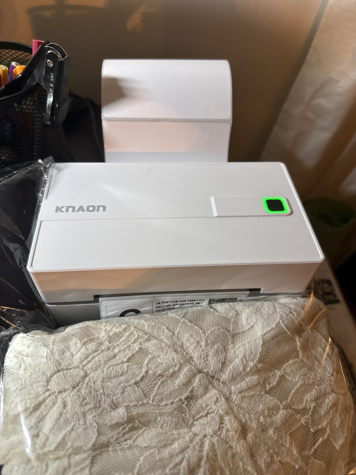 KNAON Bluetooth Thermal Shipping Label Printer, 4x6 Portable Thermal Address Label Printer for Small Business, Compatible with iPhone,Android,Windows,Mac-Works with Etsy Shopify USPS&More, White customer photo 1