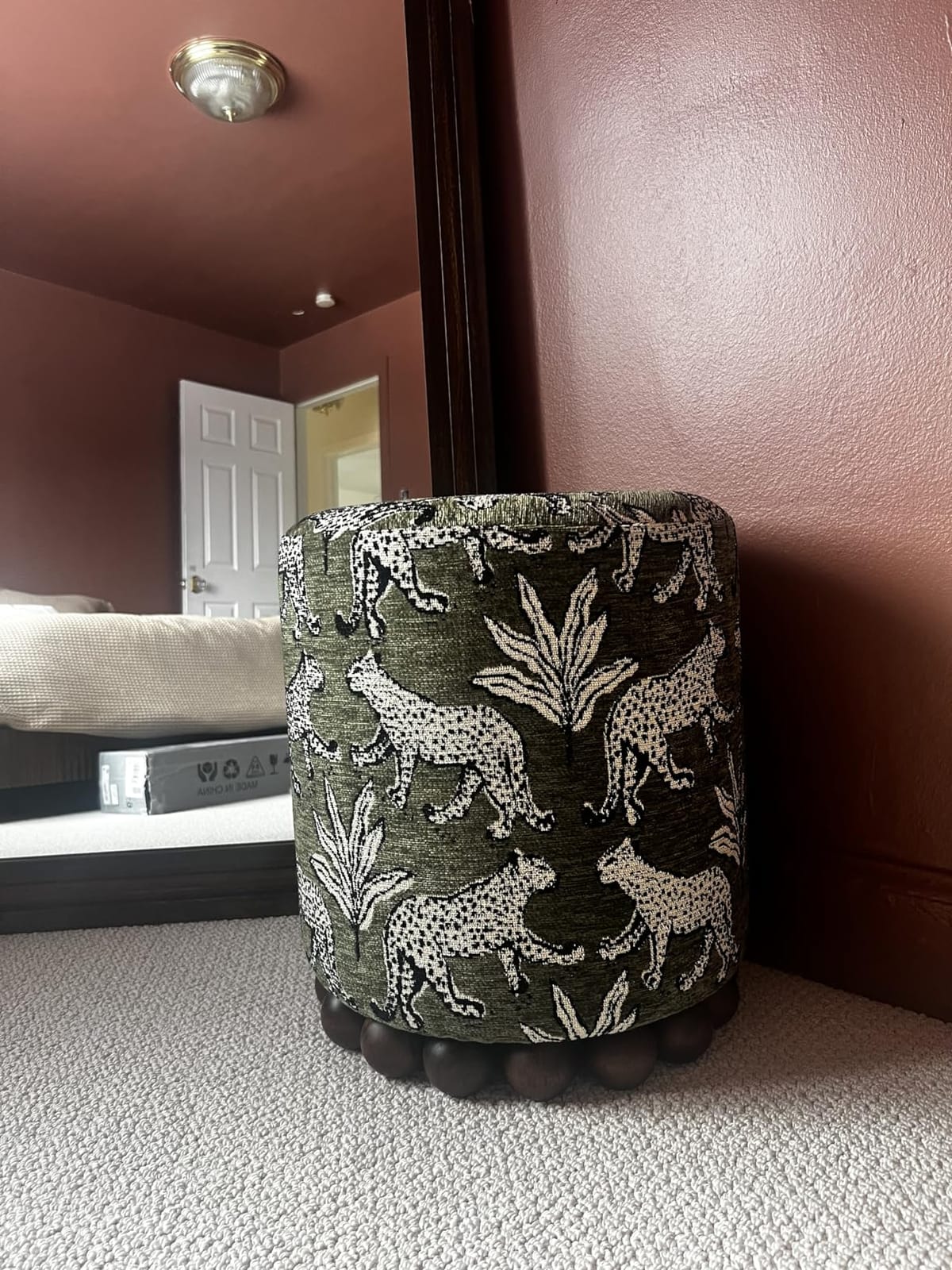 Tov Furniture Dex Olive Green Leopard Jacquard Ottoman customer photo 1