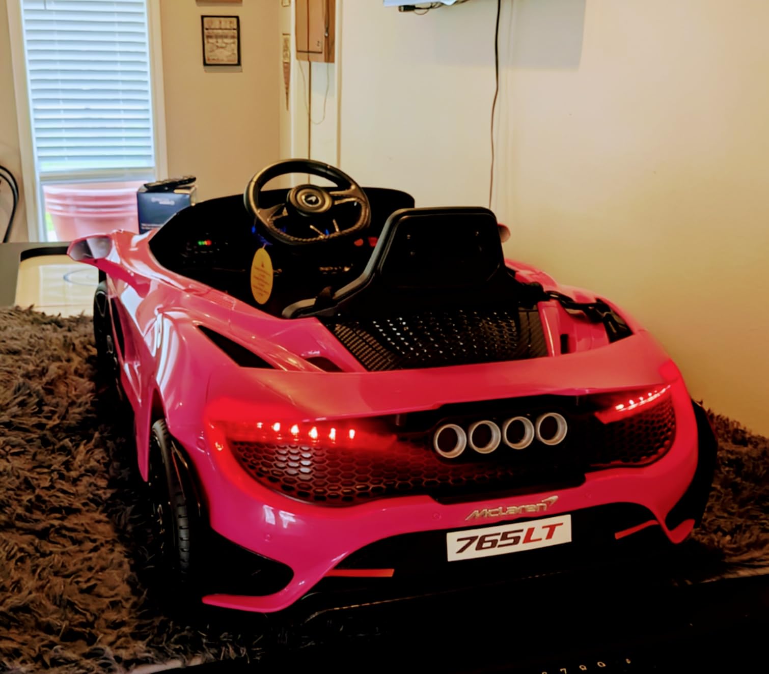 Kids Ride-on Car Licensed McLaren765LT for 3-6Years Old, Electric car 12V Battery Powered Electric Vehicle, w/Parent Remote, Music Player, LED Lights, Smooth Start, 3 Speeds, Pink customer photo 2