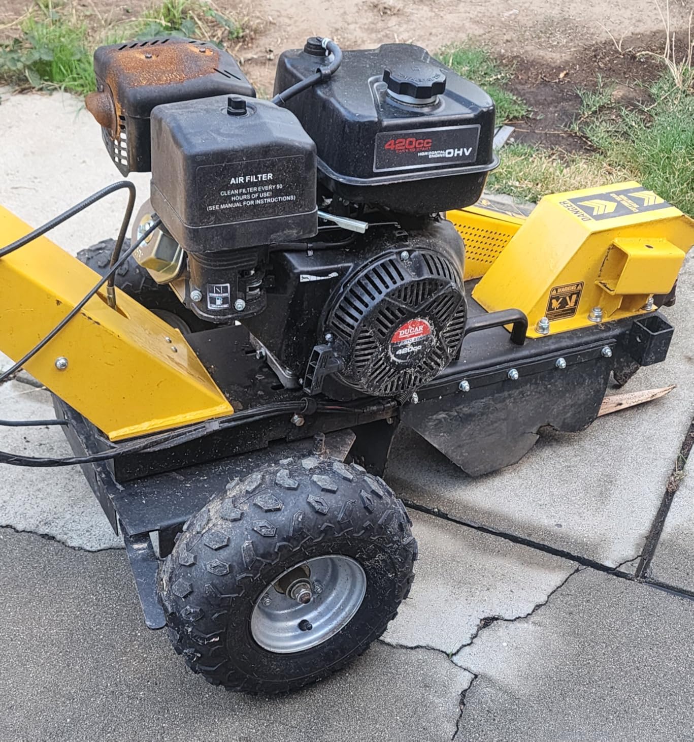 MechMaxx 15 inch DUCAR 420cc 15HP Electric Start Gasoline Engine Stump Grinder With Tow Bar, 12pcs Alloy Teeth, 15'' Cutting Height And 10'' Cutting Depth, Two Wheel Brake System, SG380 customer photo 1