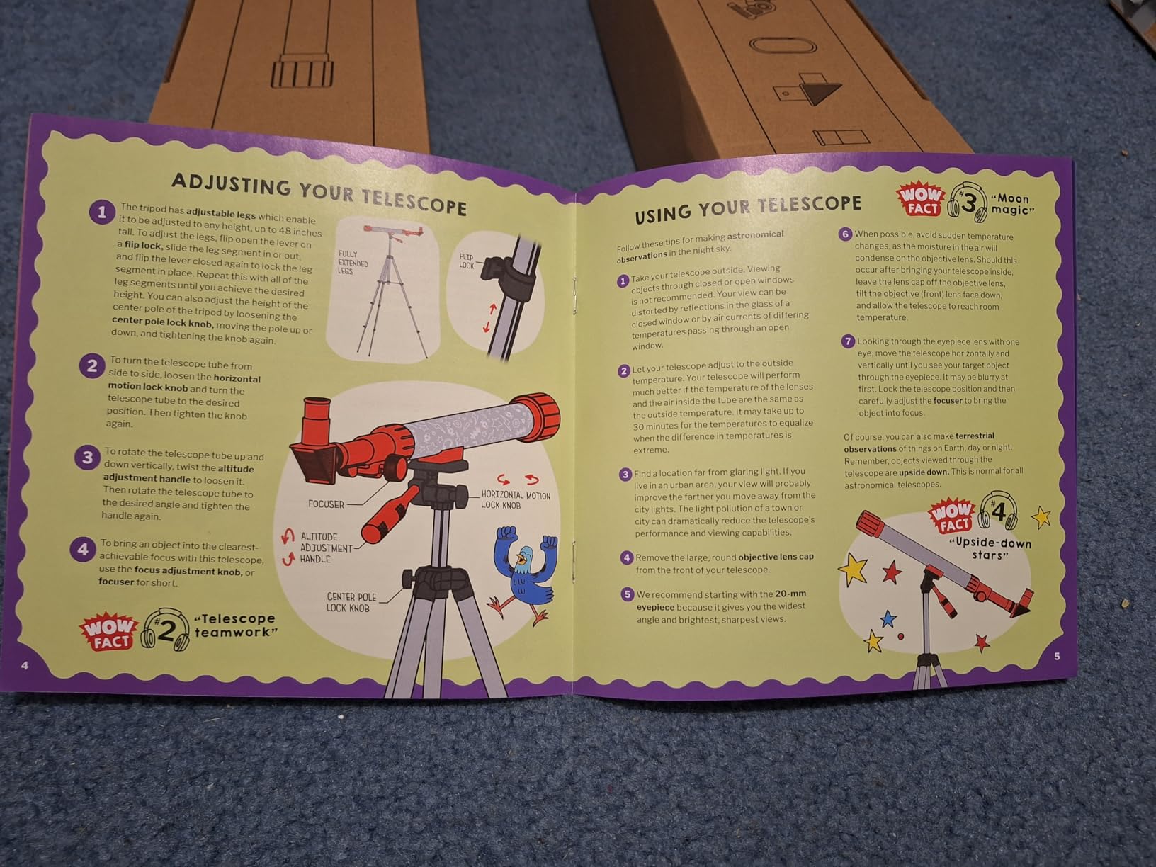 Wow in the World Kids' Telescope & Astronomy Kit, 25x & 50x Magnification, Adjustable 48