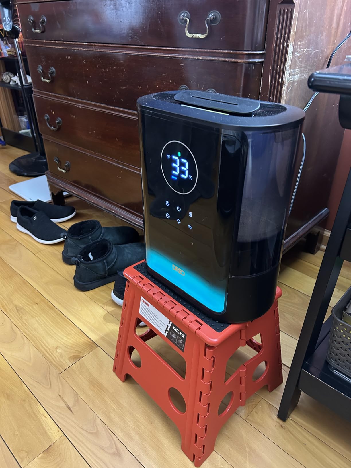 DREO 8L Smart Humidifier Large Room, 80H Runtime, Warm & Cool Mist, HM717S | Up to 600ft², Precise Humidity Control, 1500+RGB Light, 28dB, Humidifiers for Bedroom, Plants, Baby, Supports APP/Voice/Alexa customer photo 1