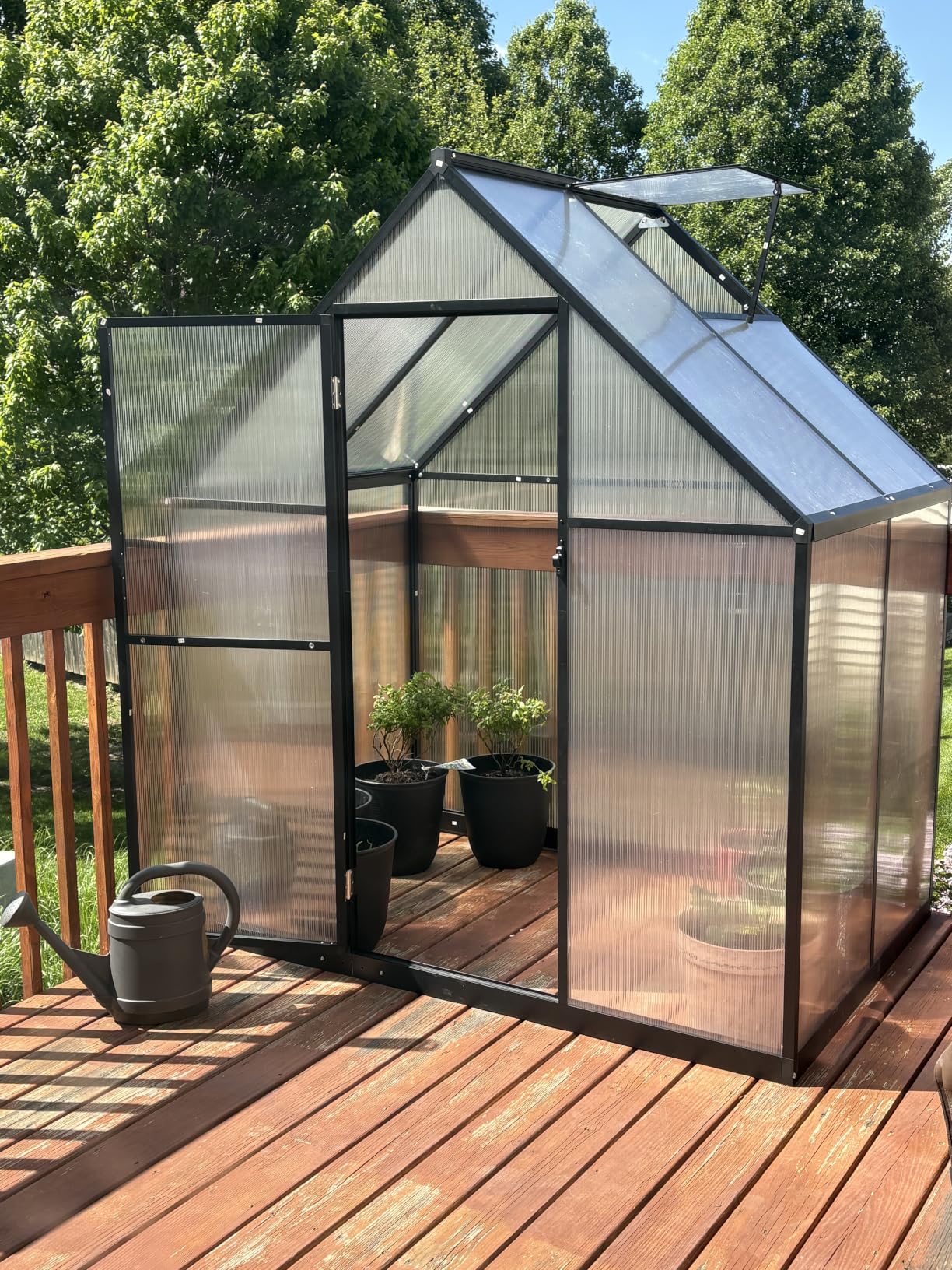 5.5X4FT Enhanced Aluminum Mini Greenhouse for Outdoors with Thermometer | Easy Assembly, UV-Resistant Panels, Built-in Reinforcement, Lockable Hinged Door, Roof Vent, For Vegetable, Flower and Herb customer photo 2