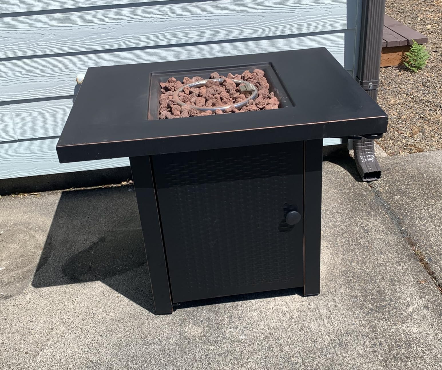 OutVue 32 Inch Propane Fire Pit Table, Outdoor Gas Fire Pits with 2 Drink Holders, Lid & Lava Rock, 50000 BTU Firepit Table for Dinning, Party in Outside, Patio, Garden or Yard customer photo 2