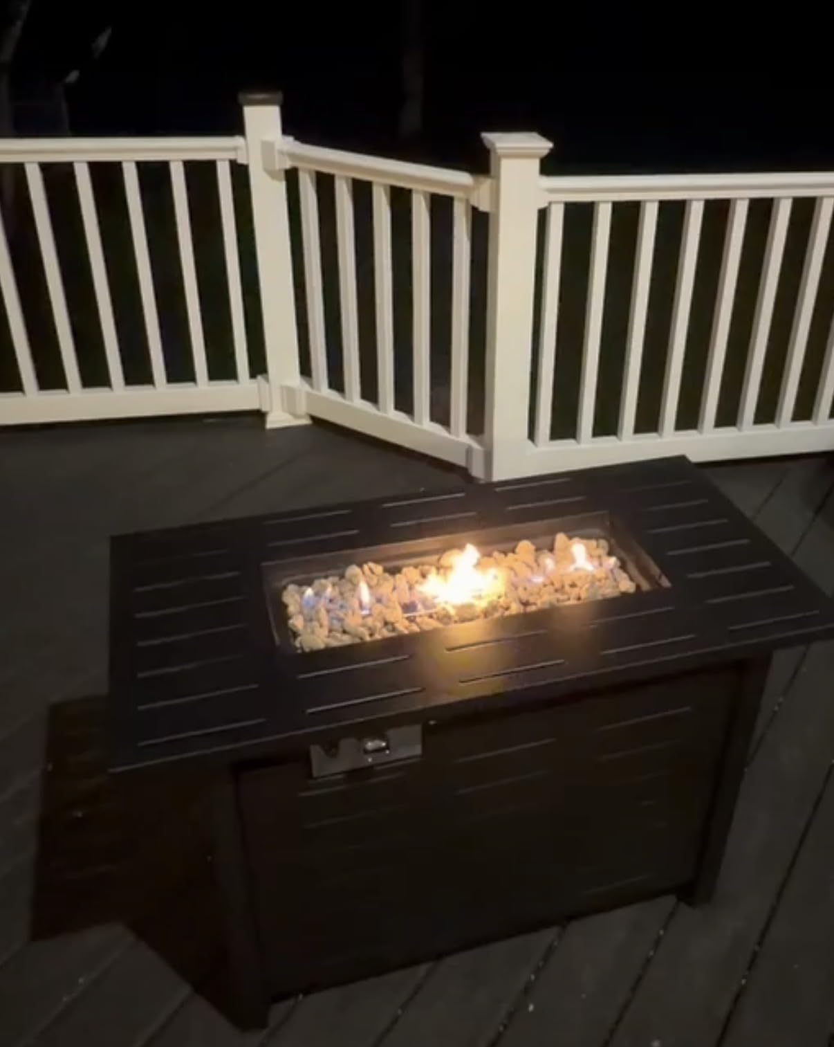 Aoxun 41 Inch Propane Fire Pit-50,000 BTU Gas Fire Pit Table with Removable Lid & Lava Rocks, Rectangle Firepit Table for Outside, Patio, Deck, Backyard, Black customer photo 2