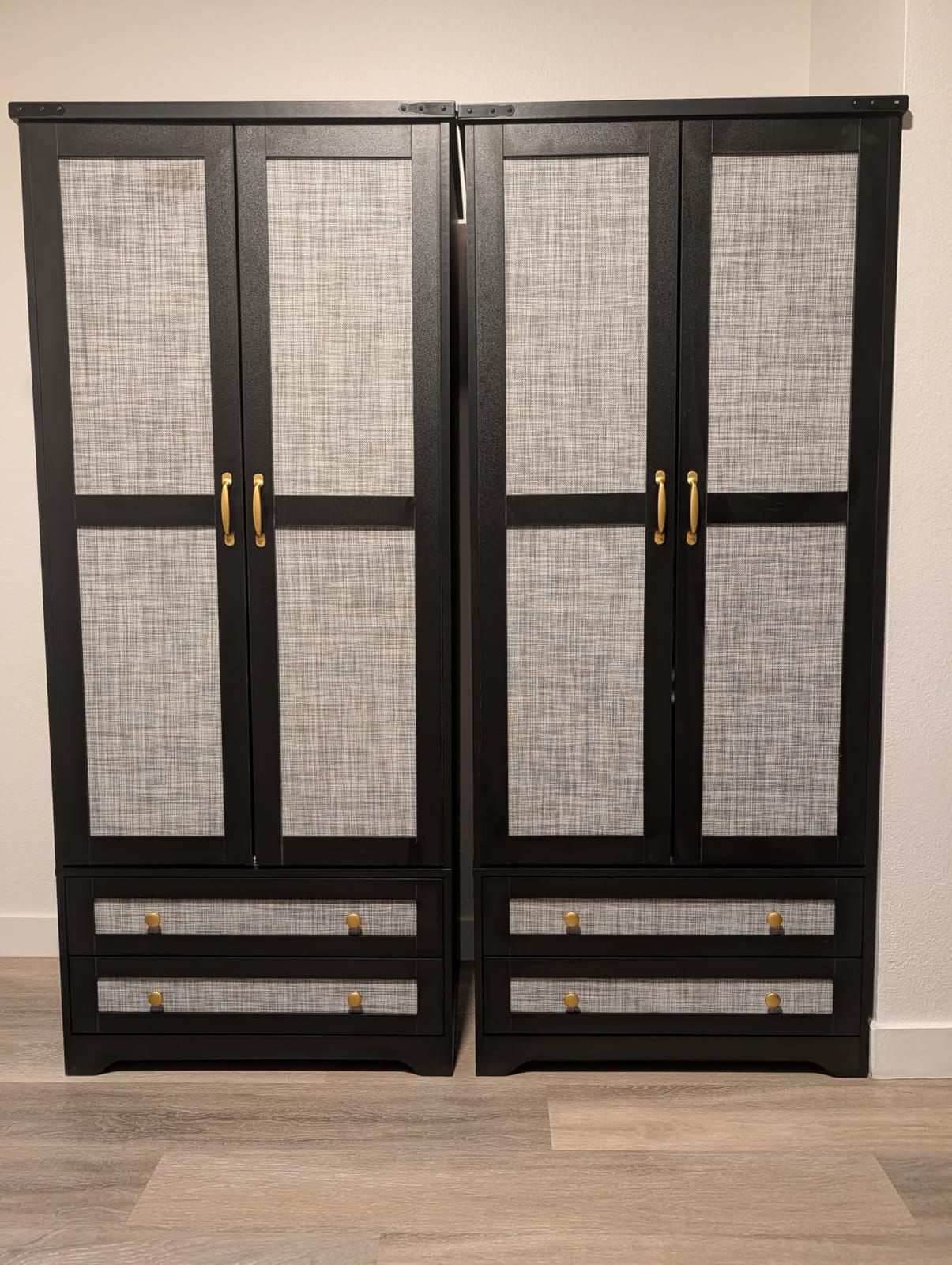 Brafab 2 Doors Wooden Armoire Wardrobe Closet with 2 Drawers, Natural | 2 Modern Doors, Freestanding, with Drawers and Hanging Rail, Wooden Storage Cabinet with Shelf, for Bedroom customer photo 1