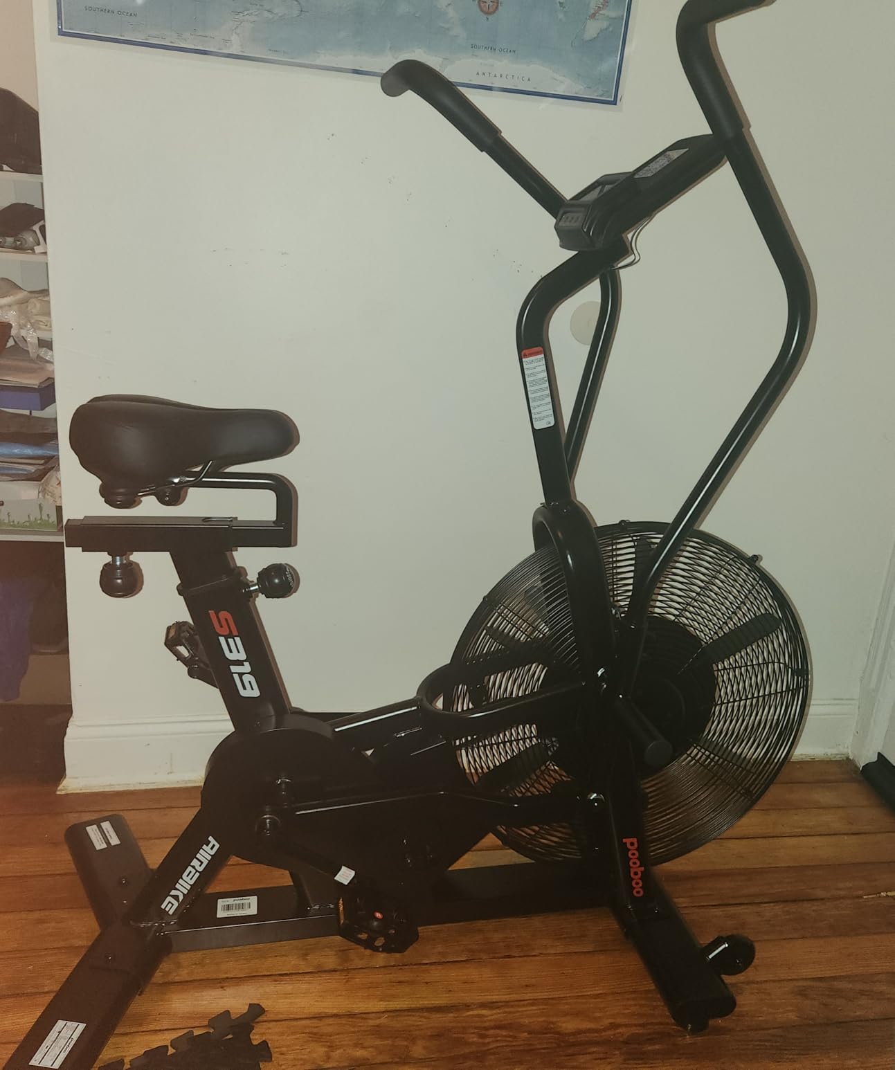 pooboo Air-Resistance Exercise Fan Bike, Air Bike with Dual Action Handlebars & Dual-Layer Transmission System, Stationary Bike with APP Connection customer photo 2