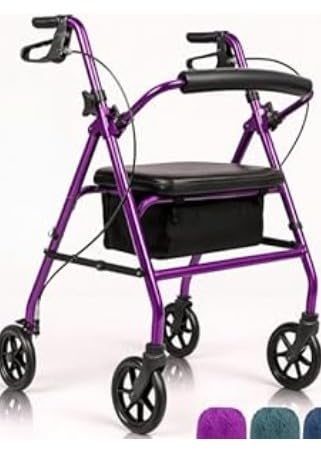 Vive Mobility Steel Rollator Walker with Seat - Foldable, Narrow, Rolling (Purple) customer photo 1