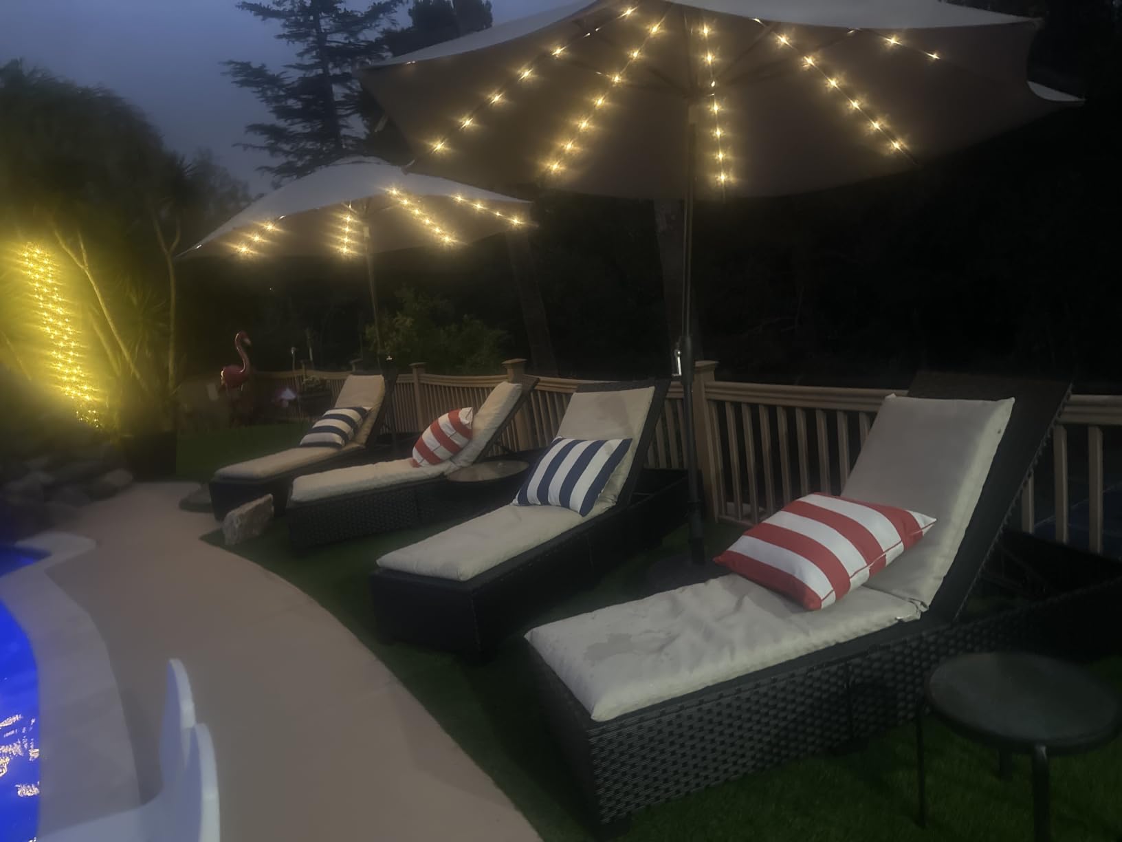 WAROOM Outdoor Chaise Lounge Chairs for Outside Patio Furniture Set of 2 Wicker Recliner Black Rattan Sunbathing Lounger Adjustable Backrest Pool Reclining Chair, Navy Blue Cushion customer photo 2