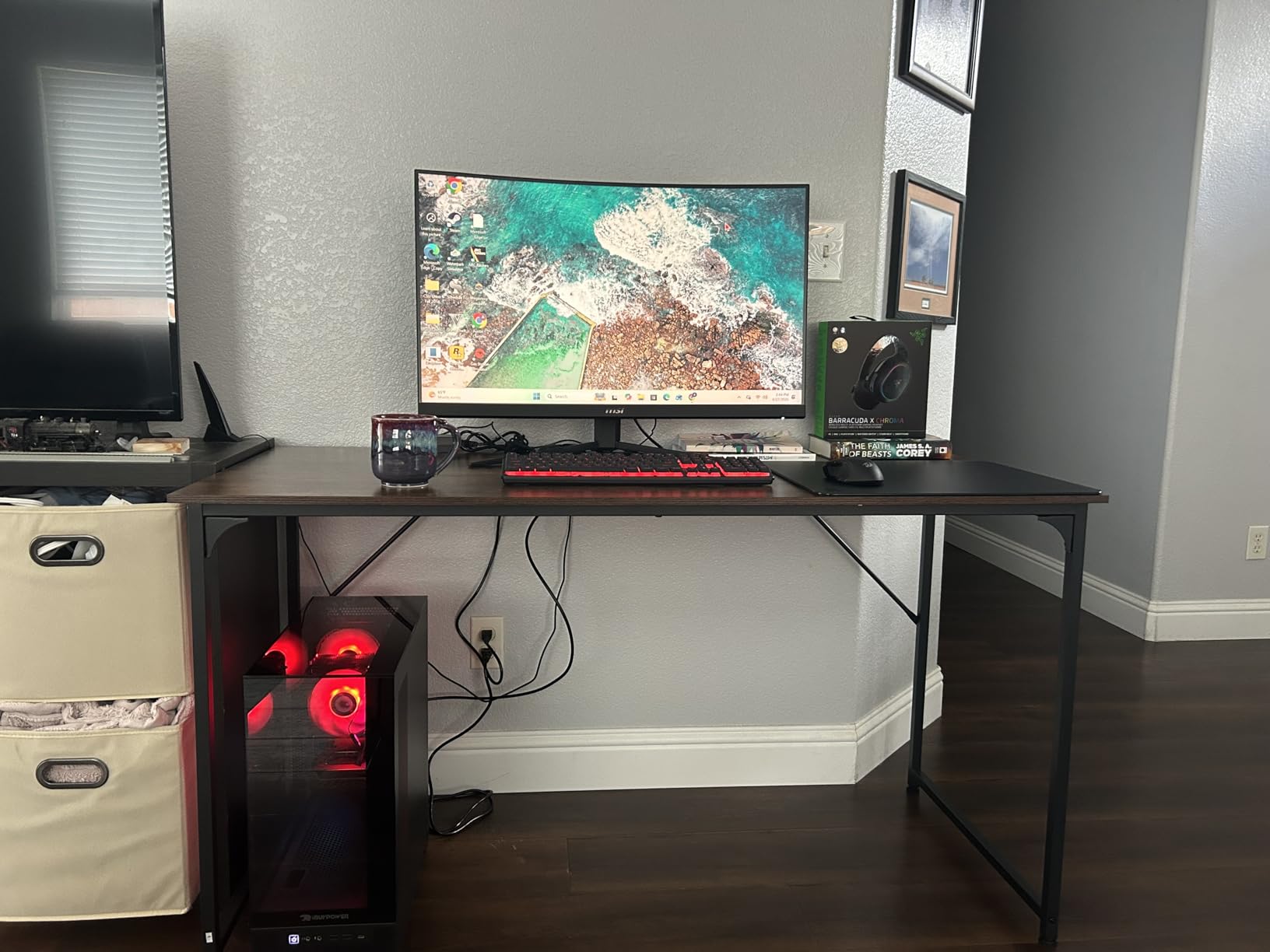 PRAISUN 47 X 24 Inch Computer Desk with Deeper Desktop, Gaming Office Writing Work Desk for Home Office, Study, Bedroom, Work from Home, Metal Frame, Rustic Brown customer photo 1