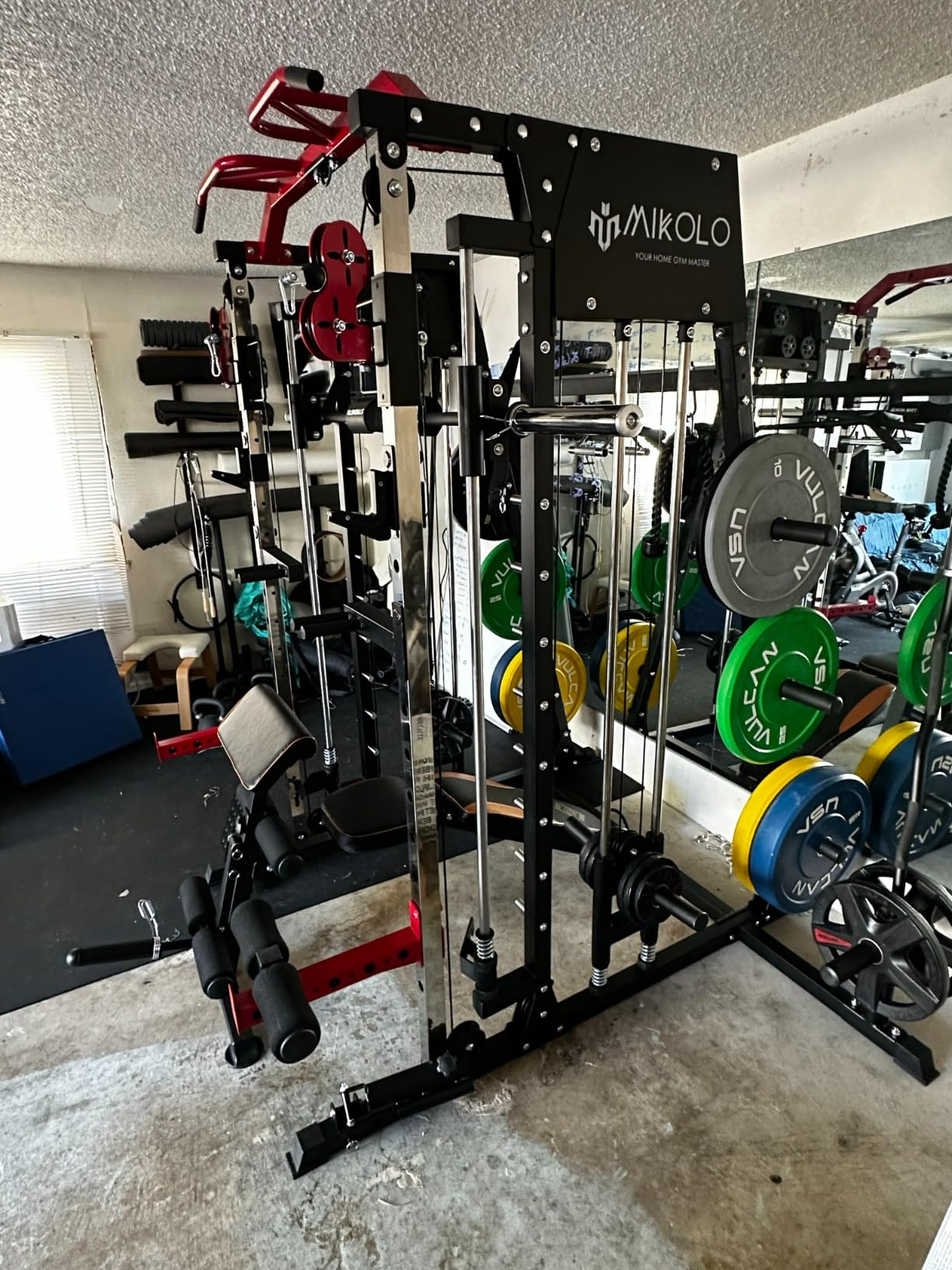 Mikolo M4 2.0 Smith Machine, 2200lbs Squat Rack with LAT-Pull Down System & Cable Crossover Machine, Training Equipment with Leg Hold-Down Attachment customer photo 1