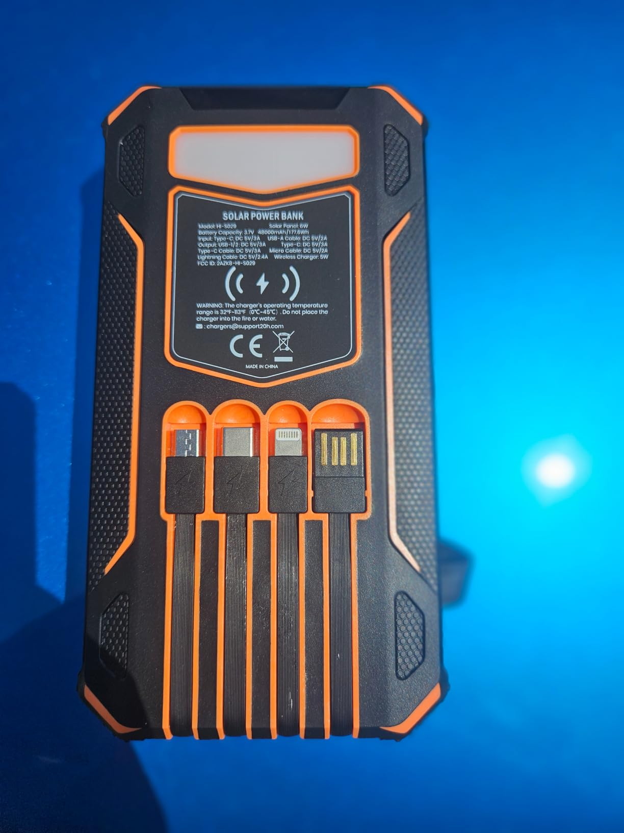 SOARAISE Solar Power Bank 48000mAh Wireless Portable Charger with 4 Cables customer photo 2