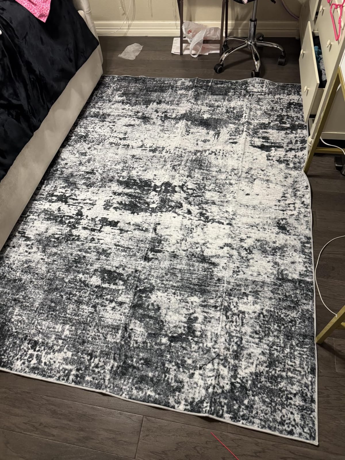 5x7 Area Rug Living Room: Modern Washable Indoor Carpet Black | For Bedroom Dining Room Farmhouse Nursery Hallway Office, Modern Abstract, Machine washable, Non-Slip, Stain Resistant, Indoor customer photo 2