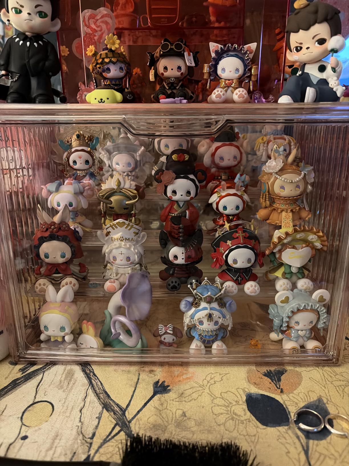 Clear Acrylic Display Case for Collectibles 4 Layer Hobby Figure Display Case Box with Shelves Stackable Figurine Display Boxes for Funko Pop Mart Labubu Model, 2 Pack customer photo 2