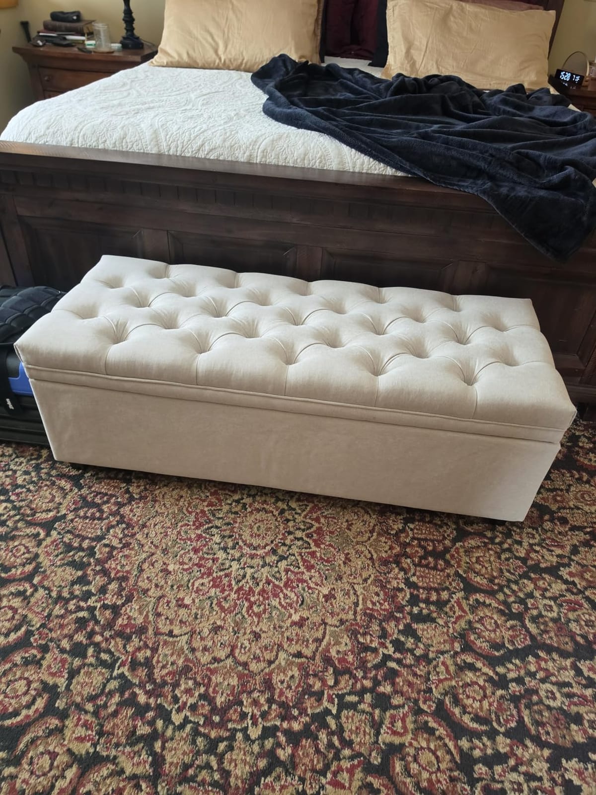 Mangodan 50 Inch Large Storage Ottoman, Tufted Ottoman with Storage customer photo 1