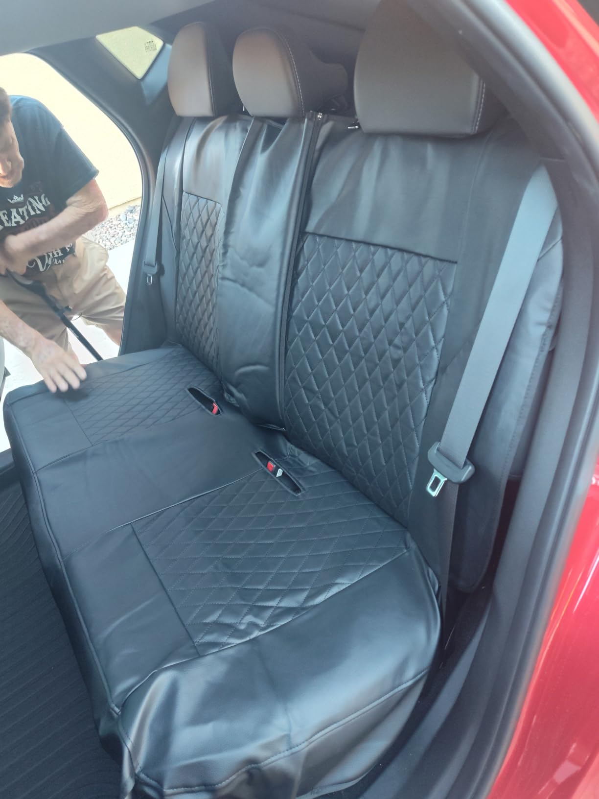 CAR PASS Quilting Faux Leather Seat Covers Full Set, Waterproof Black, Deluxe Premium Seat Cover with 5mm Composite Sponge Inside, Airbag Compatible Auto Seat Cover Universal Fit for Sedan SUV Van customer photo 2