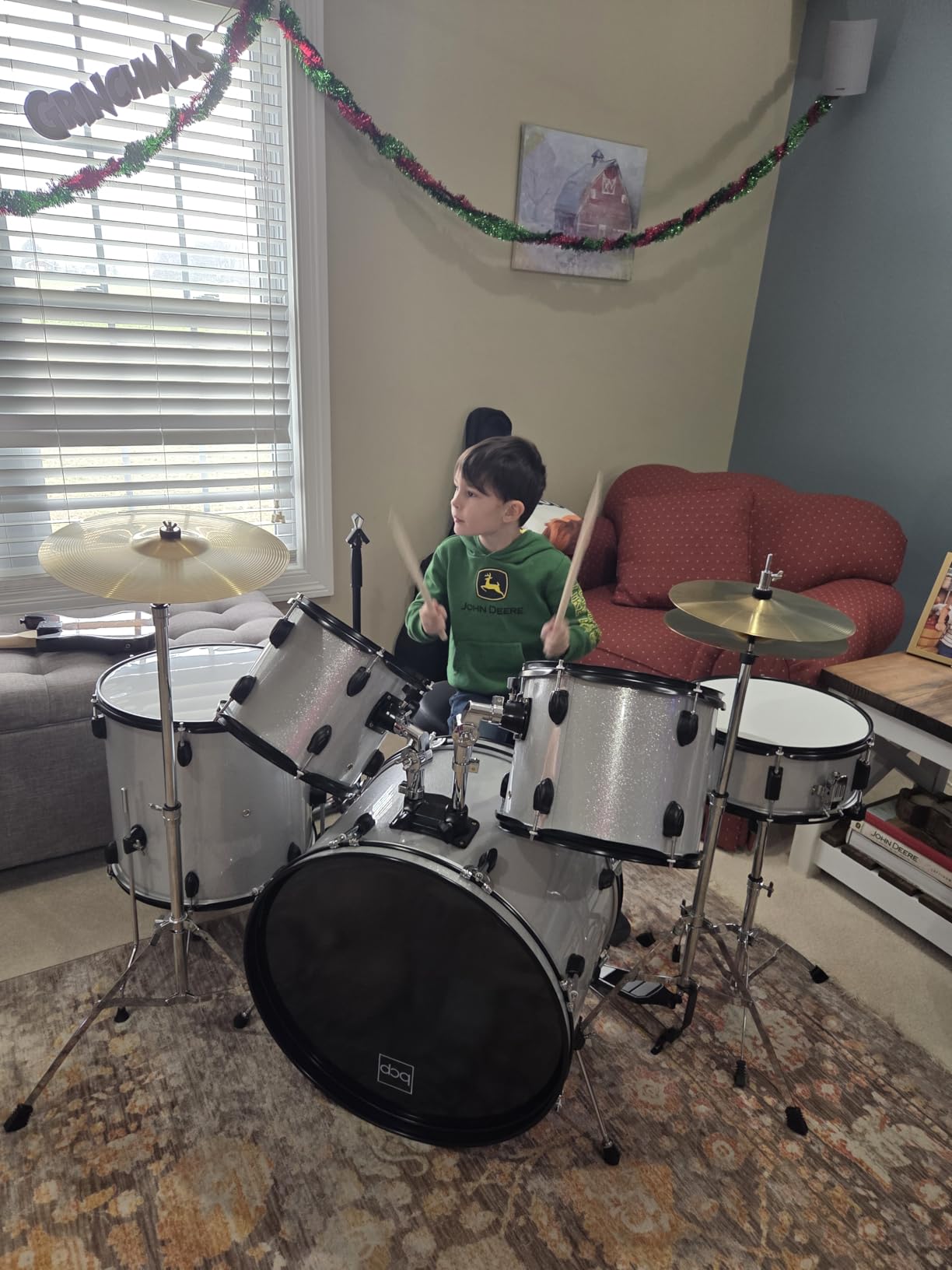 Best Choice Products 5-Piece Full Size Complete Adult Drum Set w/Cymbal Stands, Stool, Drum Pedal, Sticks, Floor Tom - Dark Cherry Sunburst customer photo 2