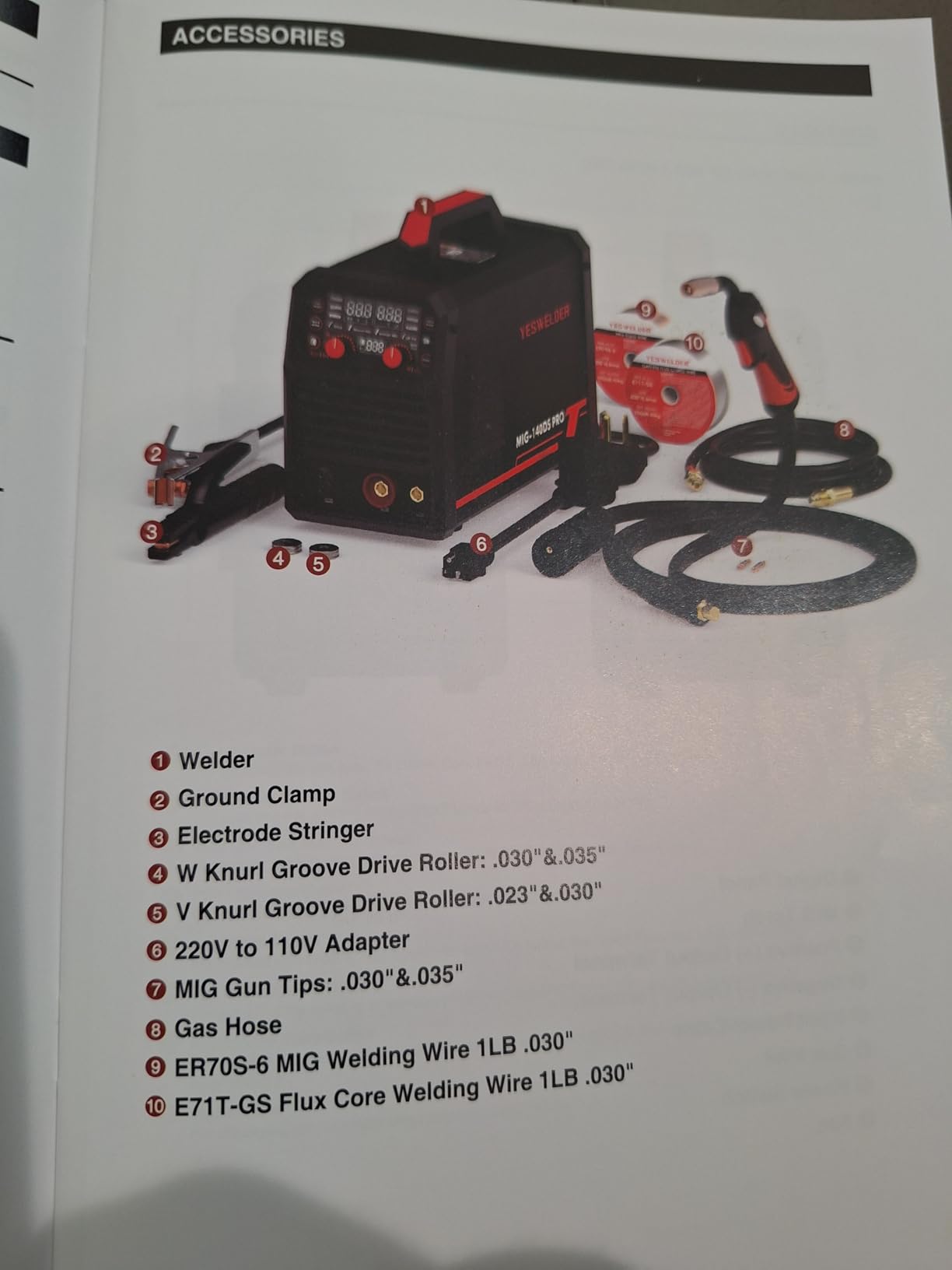 YESWELDER 140A MIG Welder, 110V/220V MIG/Flux Core MIG/Lift TIG/Stick Multiprocess Large LED Digital Display MIG Welding Machine customer photo 2