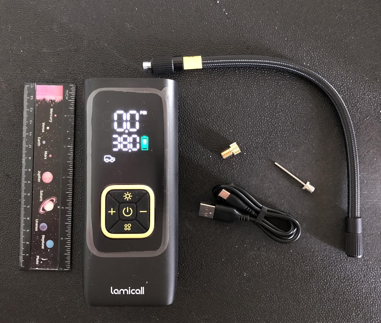 Lamicall Car Tire Inflator Portable Air Compressor, 4X Faster, 150 PSI | with Auto Stop, Rechargeable, Pressure Gauge Display, LED Light, Car Accessories Automatic Air Pump for Motorcycle Bike Ball customer photo 1